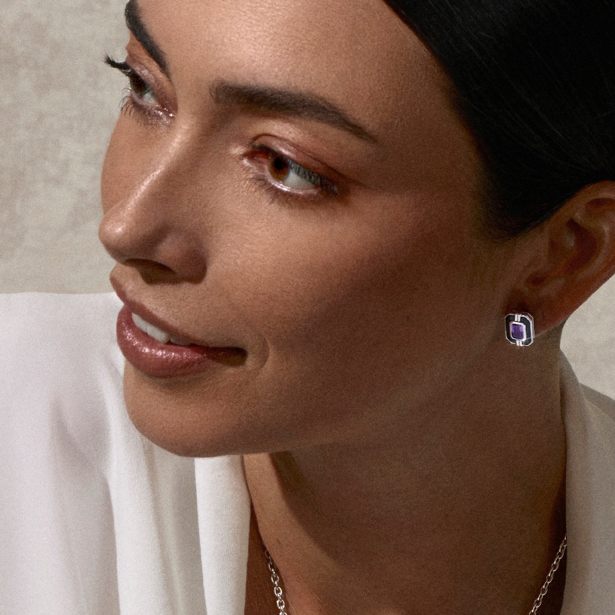 Adrienne Stud Earrings with Enamel and Amethyst