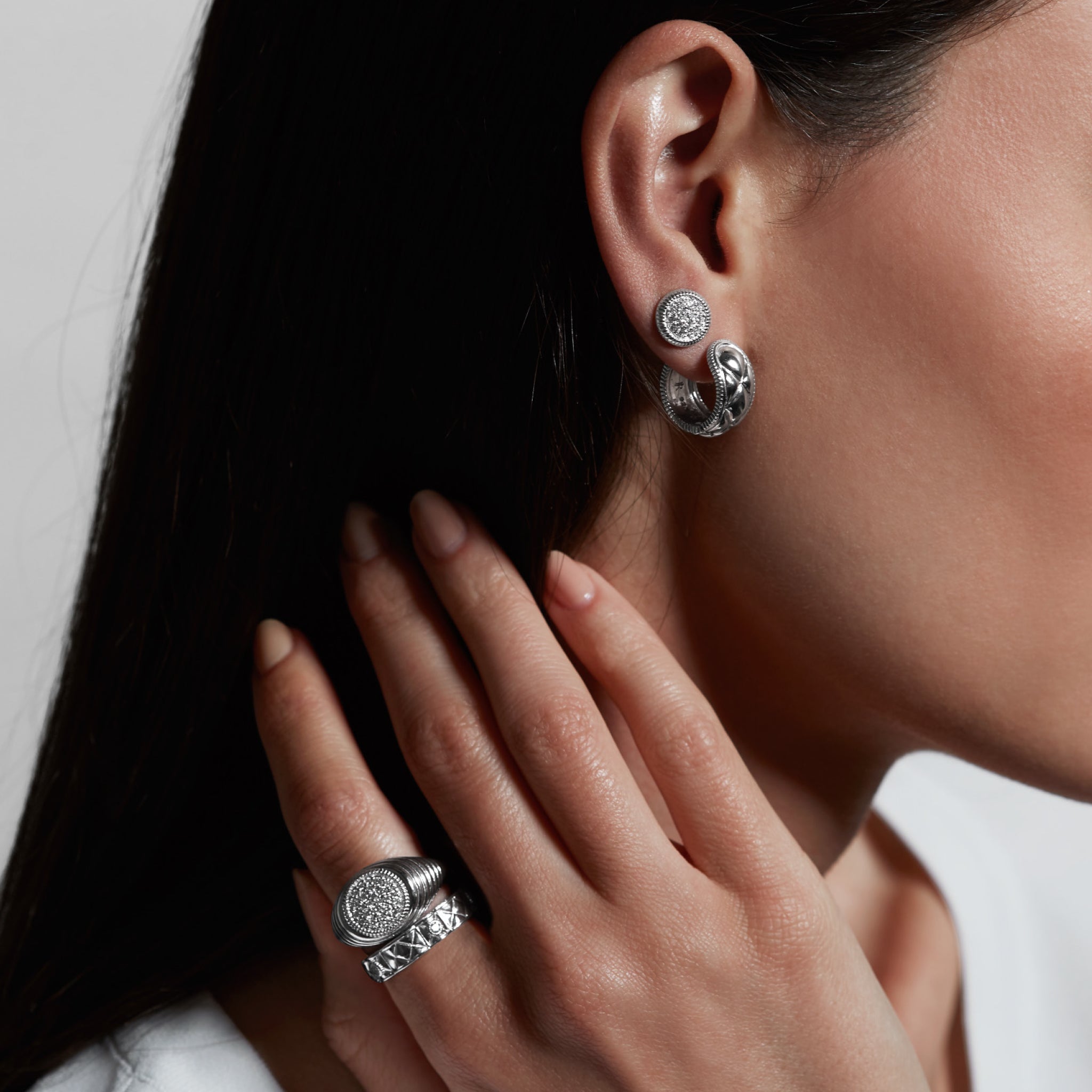 Max Pave Stud Earrings with Diamonds