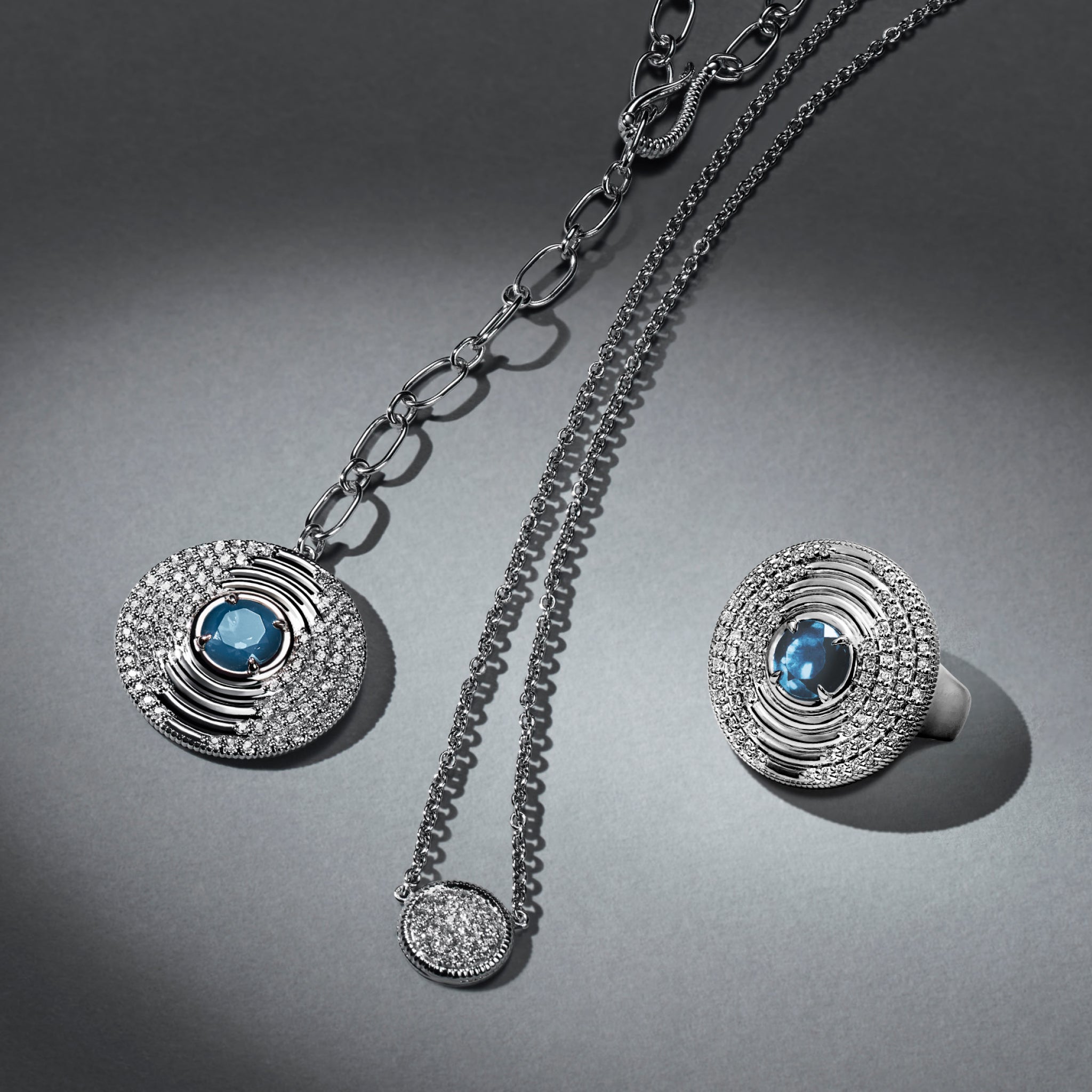 Max Drop Necklace with Swiss Blue Topaz and Diamonds