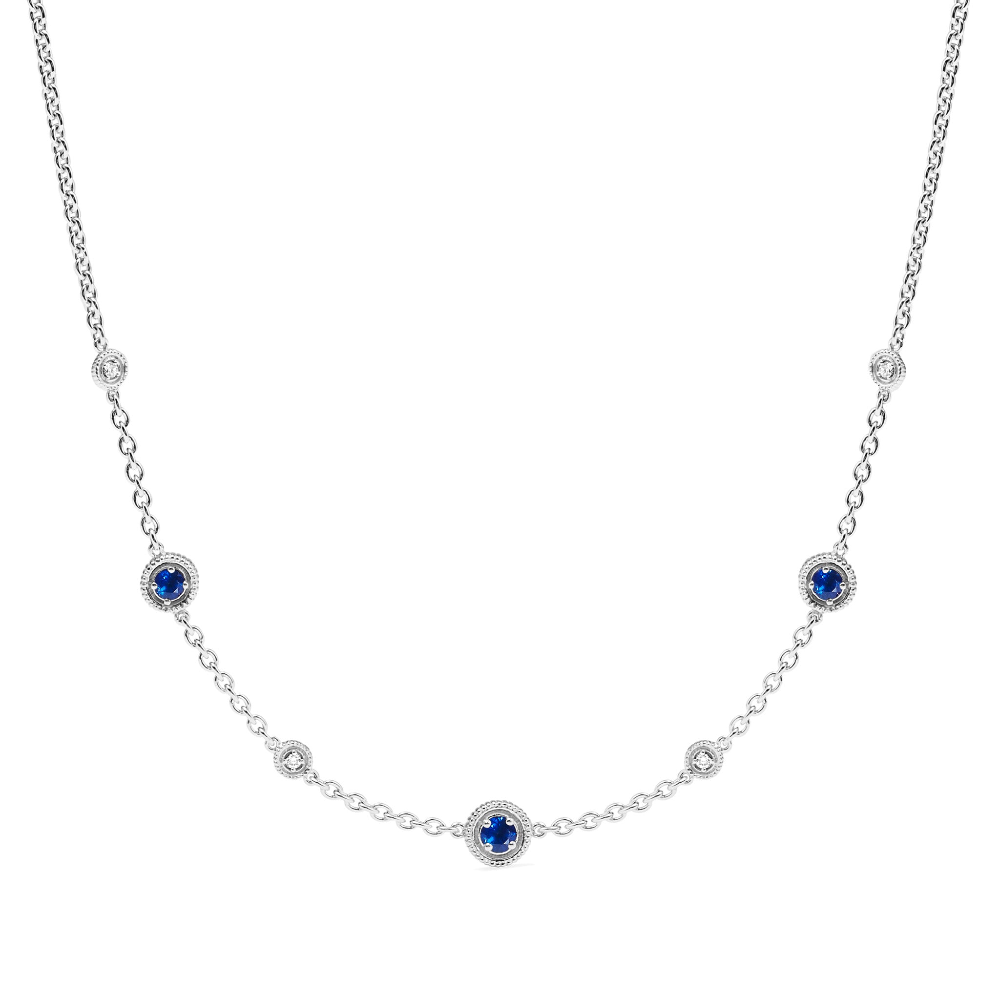 Max Station Necklace With Blue Sapphire And Diamonds