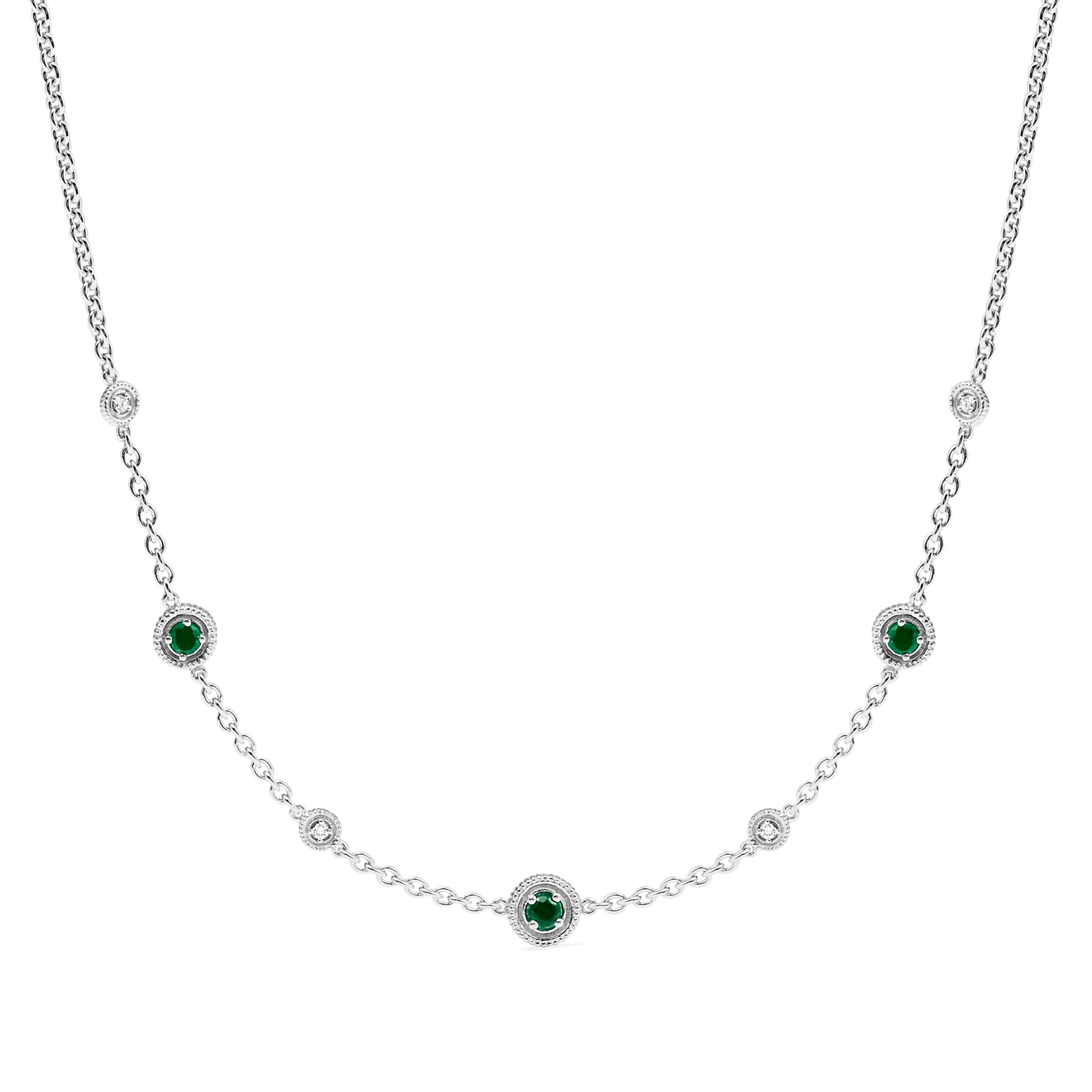 Max Station Necklace With Emerald And Diamonds