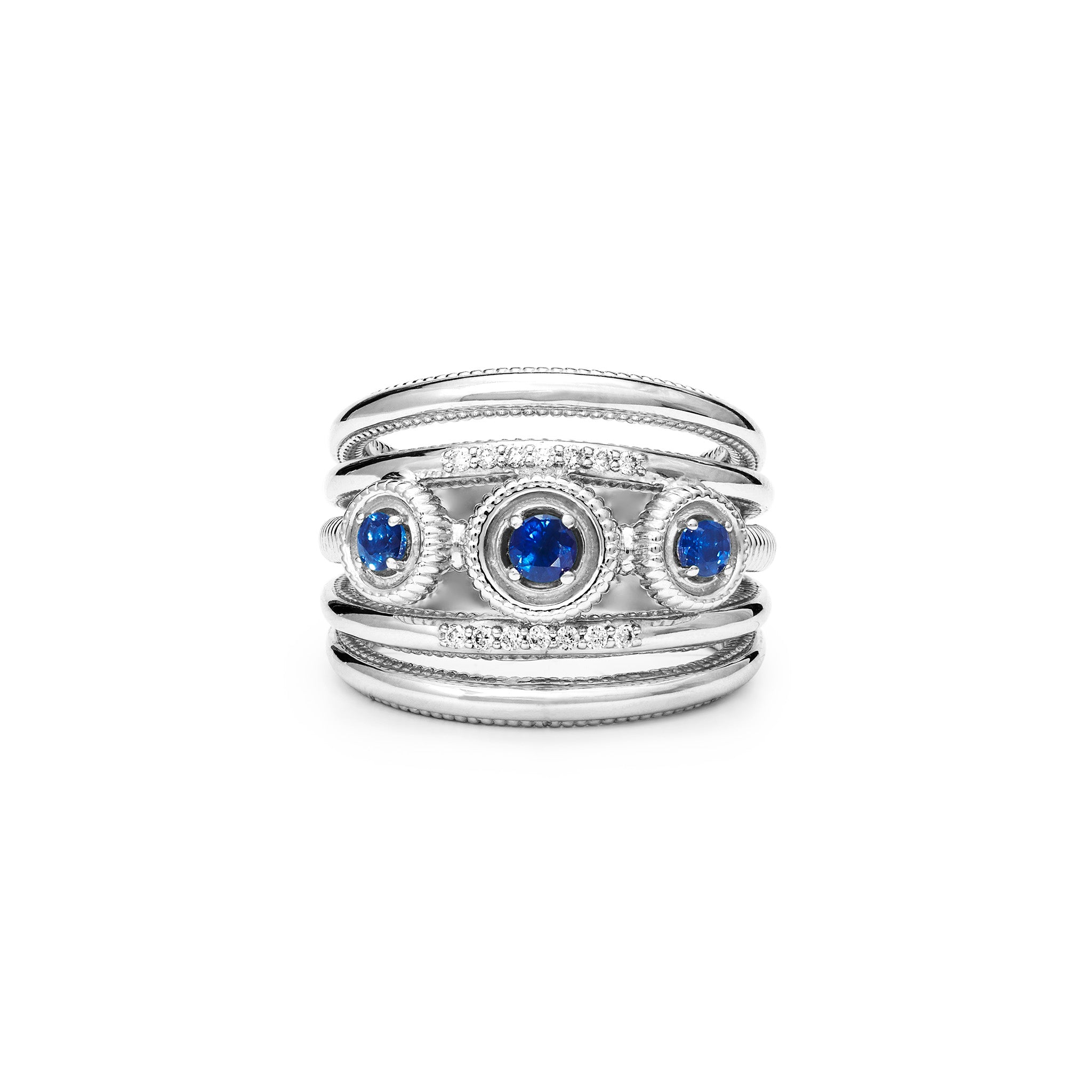 Max Band Ring With Blue Sapphire And Diamonds