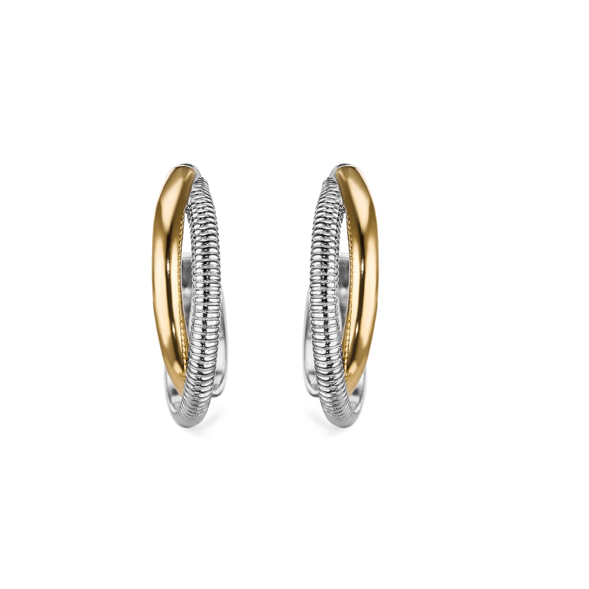 Eternity Round Hoop Earrings with 18K Gold