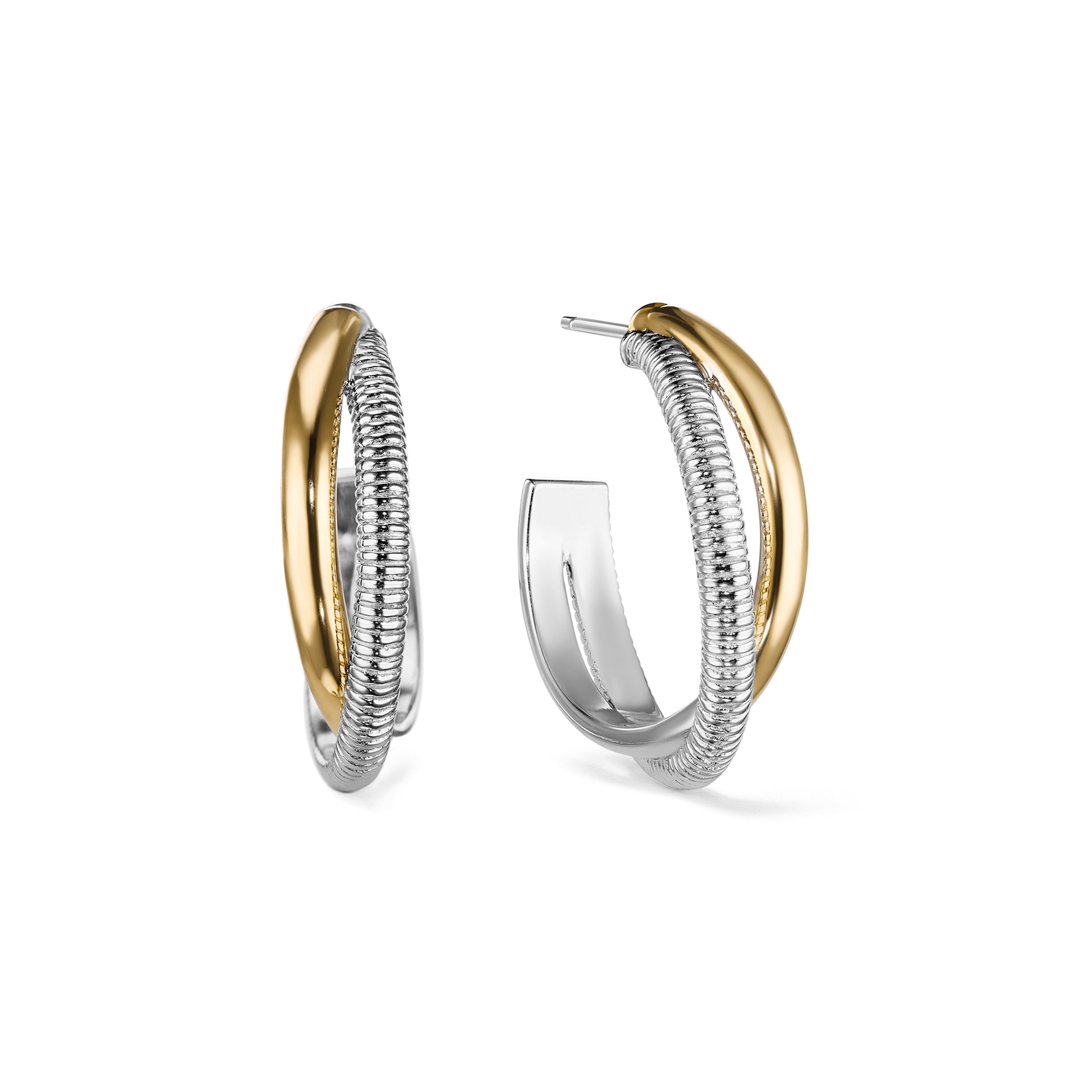 Eternity Round Hoop Earrings With 18K Gold