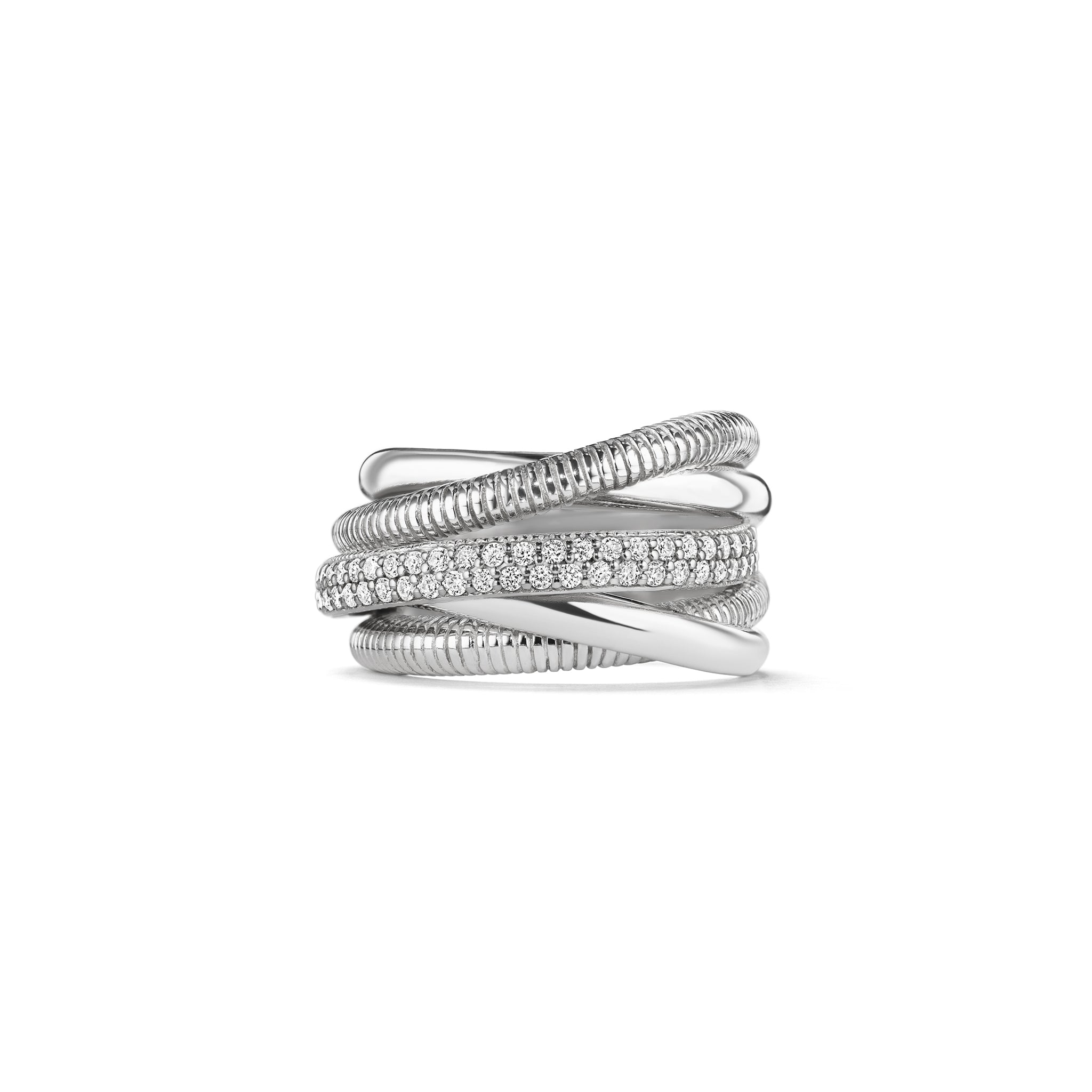 Eternity Five Band Highway Ring With Cultured Diamonds