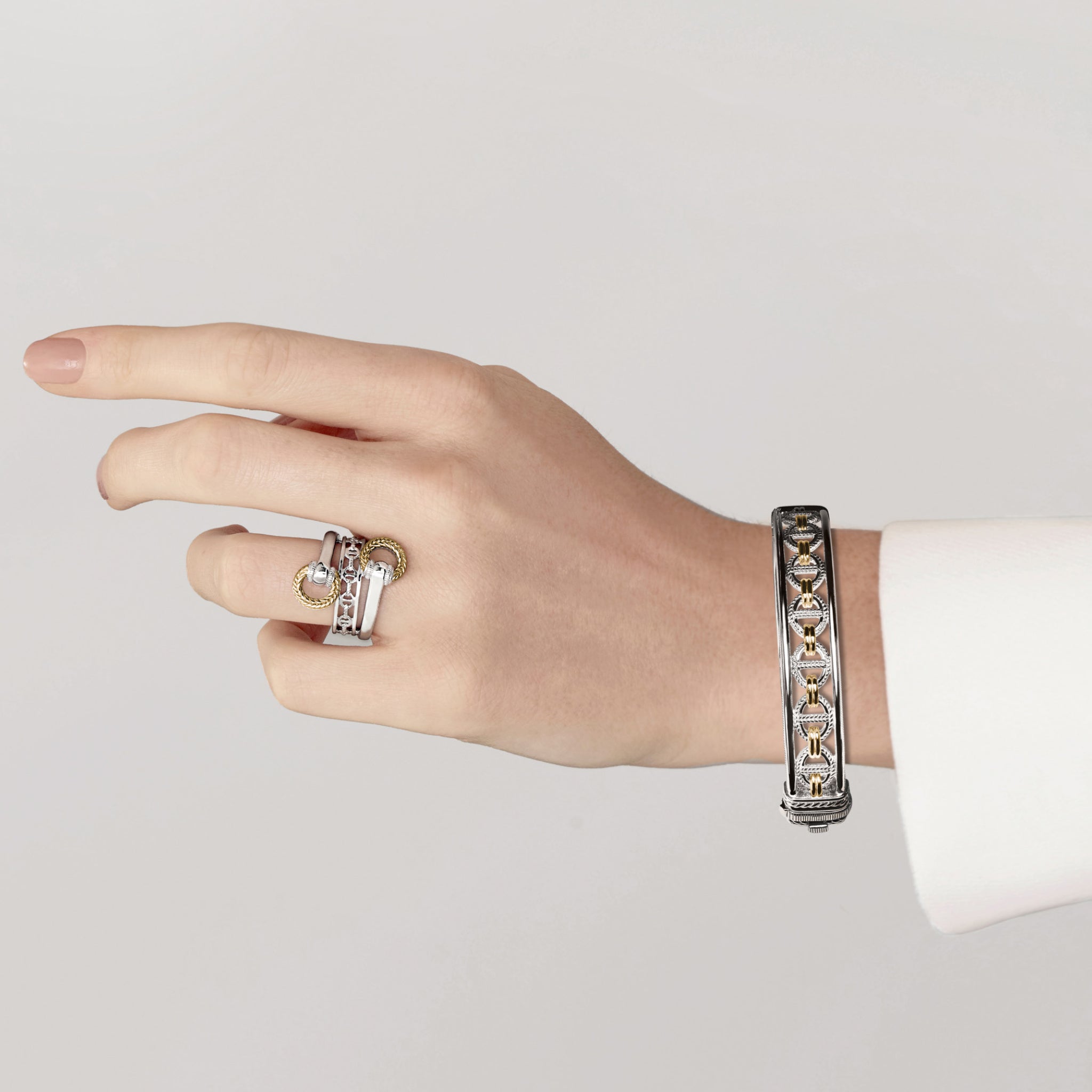 Vienna Link Bangle Bracelet with 18K Gold