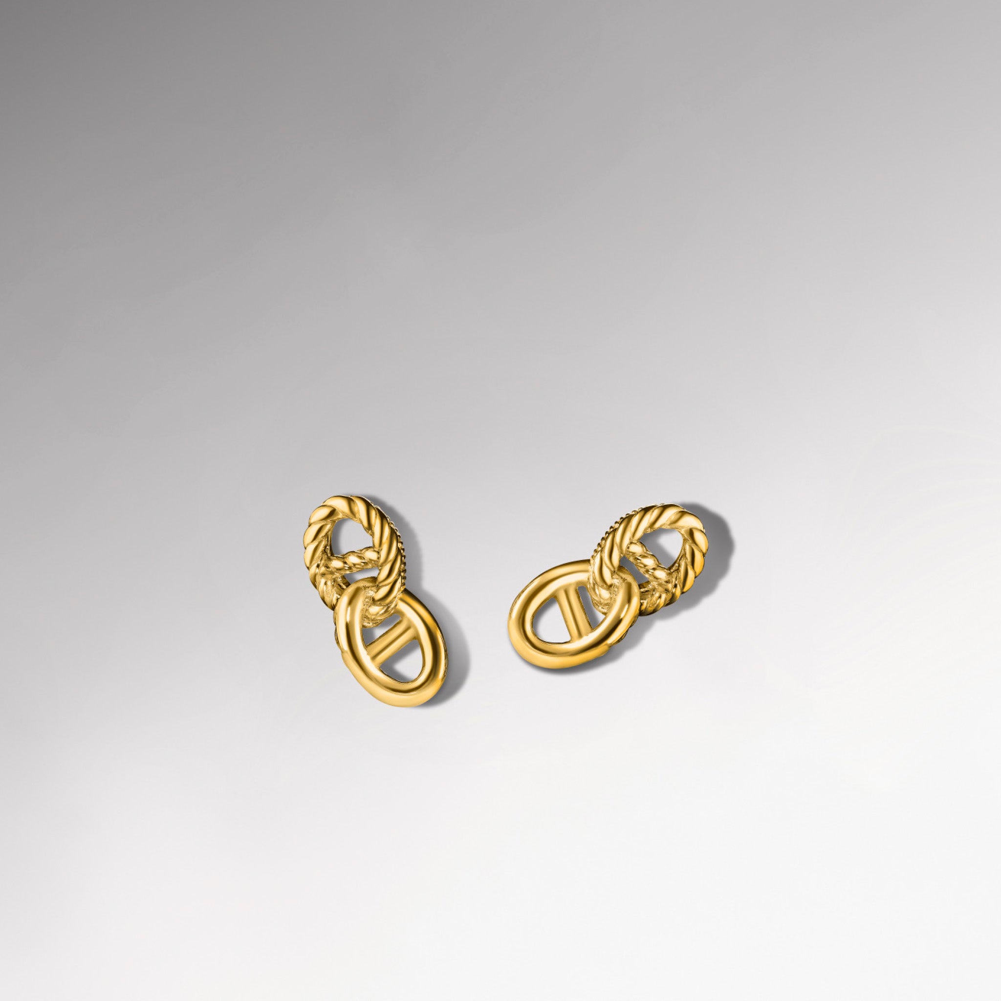 Vienna Double Link Stud Earrings in 18K
