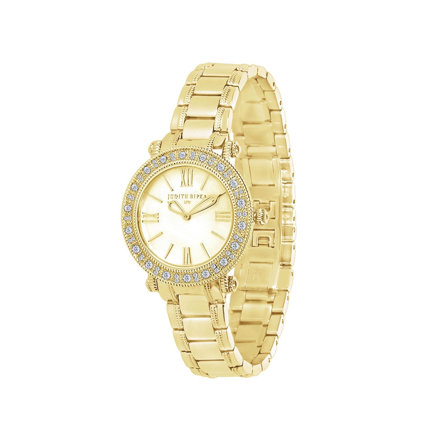 Judith Ripka Bezel Set Gold Tone Summit Watch Front