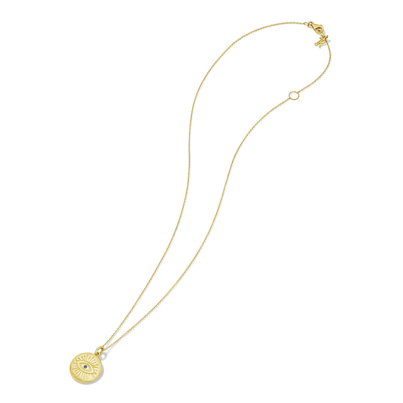 Little Luxuries Evil Eye Medallion Necklace with Blue Sapphire in 14K