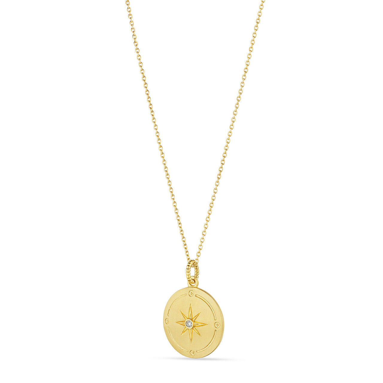 Little Luxuries North Star Medallion Necklace with Diamonds in 14K