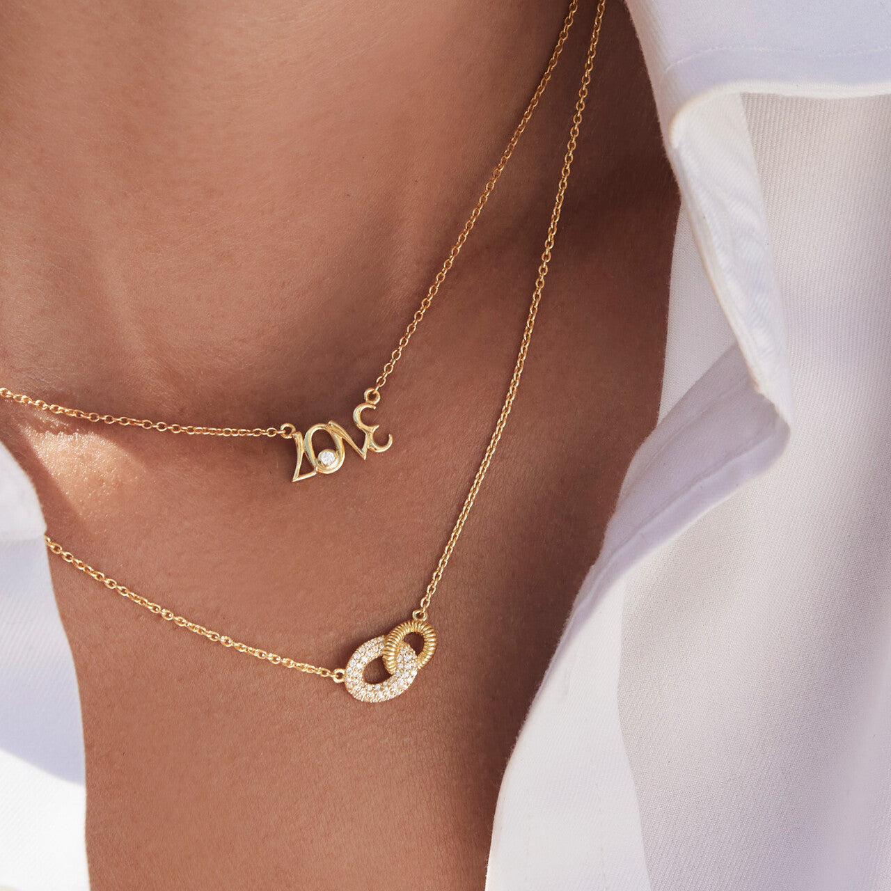 Eros LOVE Necklace with Diamonds in 18K
