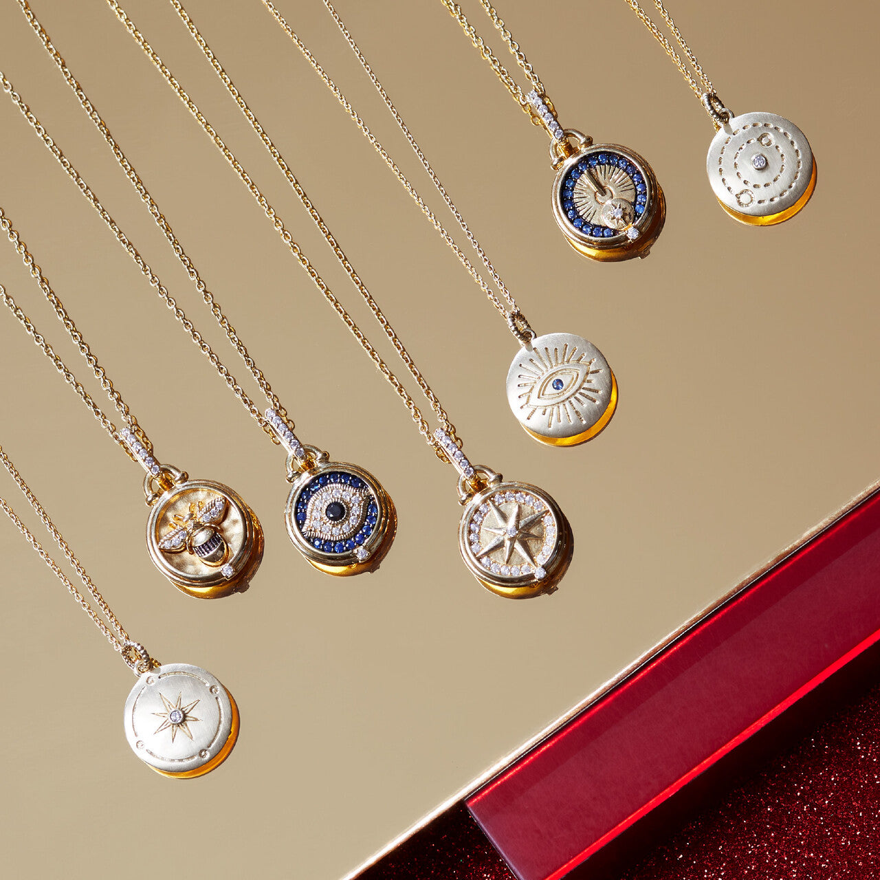 Little Luxuries North Star Medallion Necklace with Diamonds in 14K