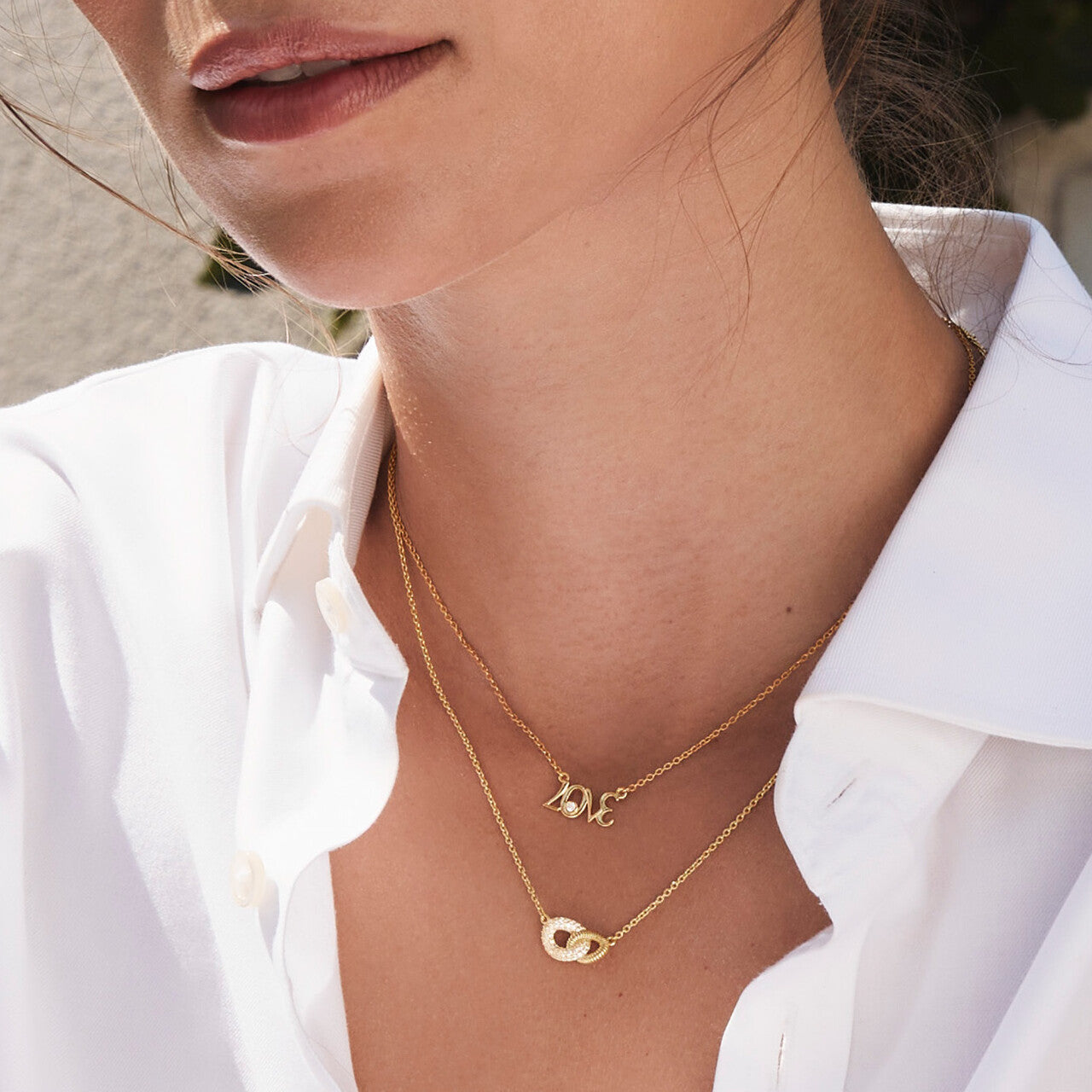 Eros LOVE Necklace with Diamonds in 18K