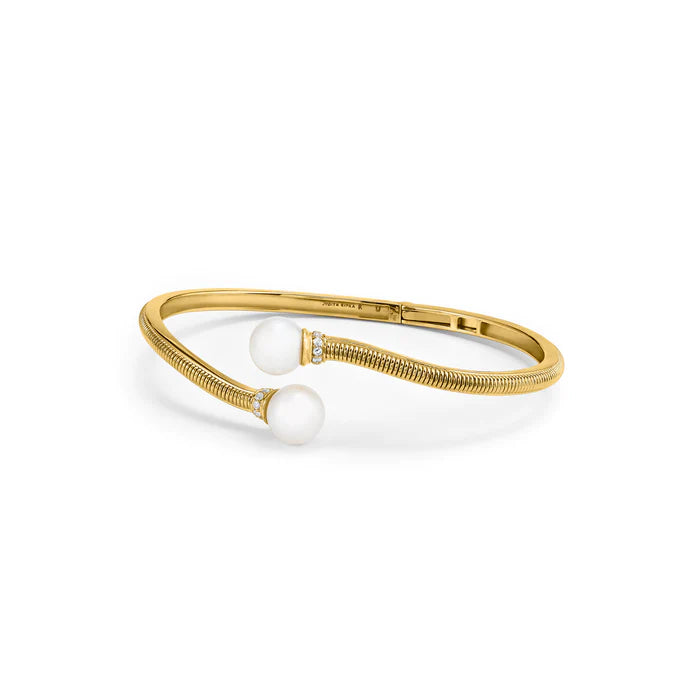 Shima Bypass Cuff with Freshwater Pearls and Diamonds in 18K