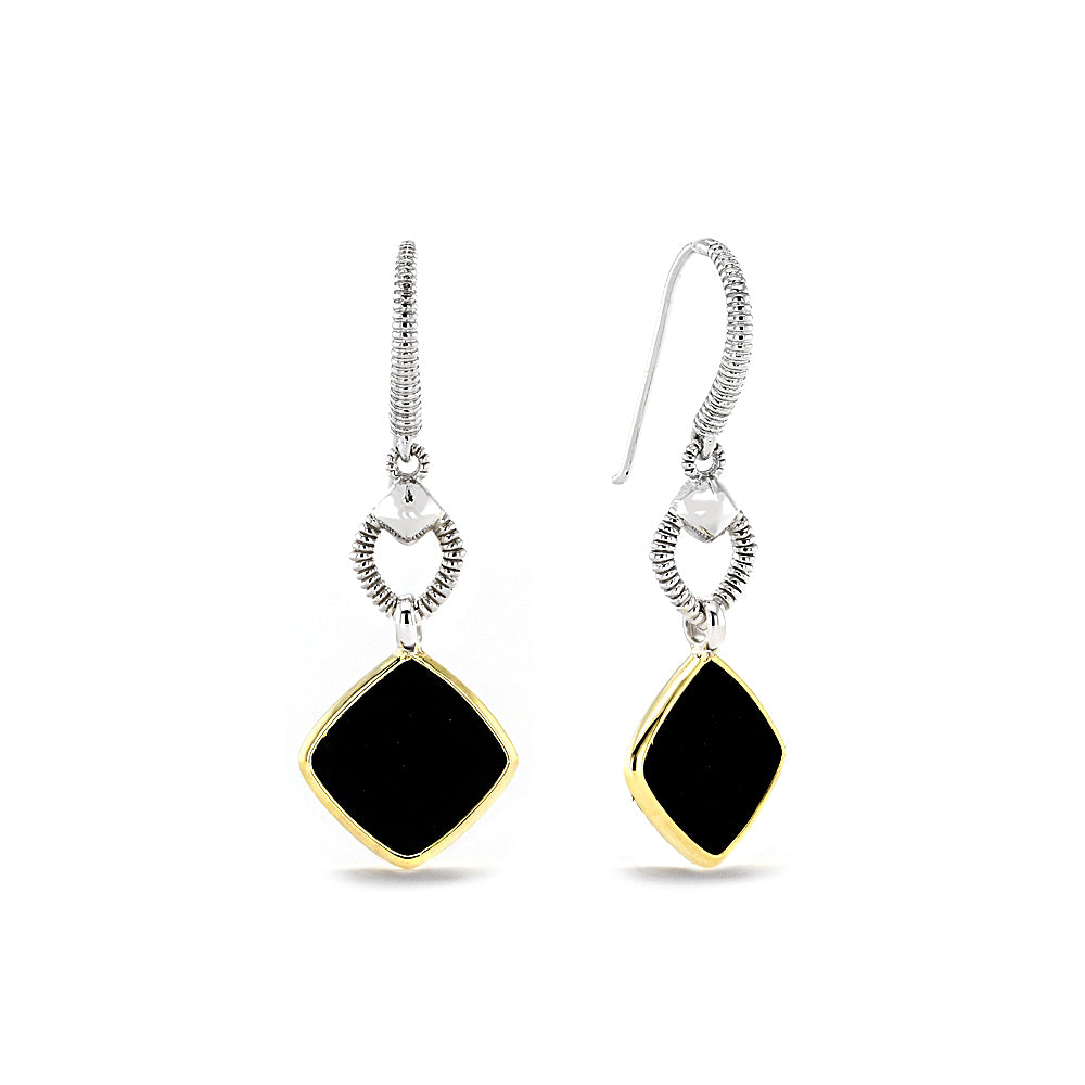 Eternity Drop Earrings with Black Onyx and 18K Gold Side View