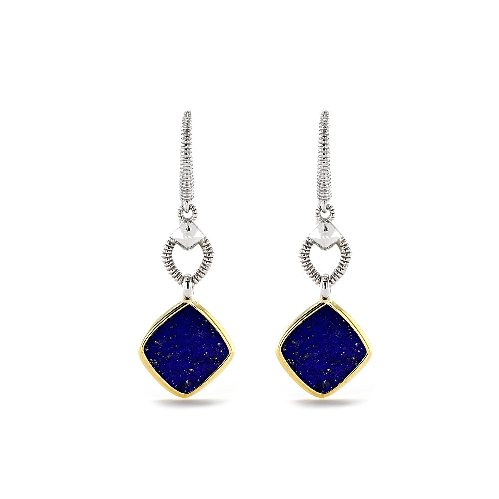 Eternity Drop Earrings with Lapis and 18K Gold Front View