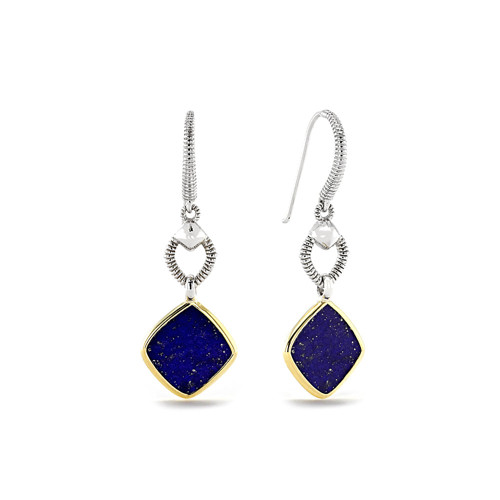 Eternity Drop Earrings with Lapis and 18K Gold Side View