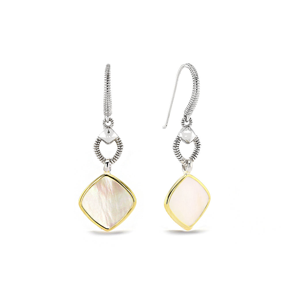 Eternity Drop Earrings with Mother of Pearl and 18K Gold Side View