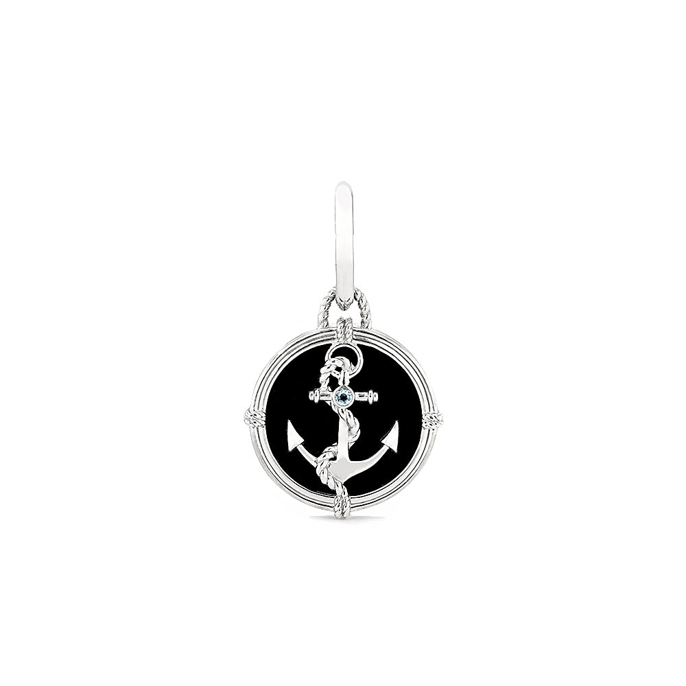 Ocean Reef Anchor Medallion With Black Onyx And Blue Topaz