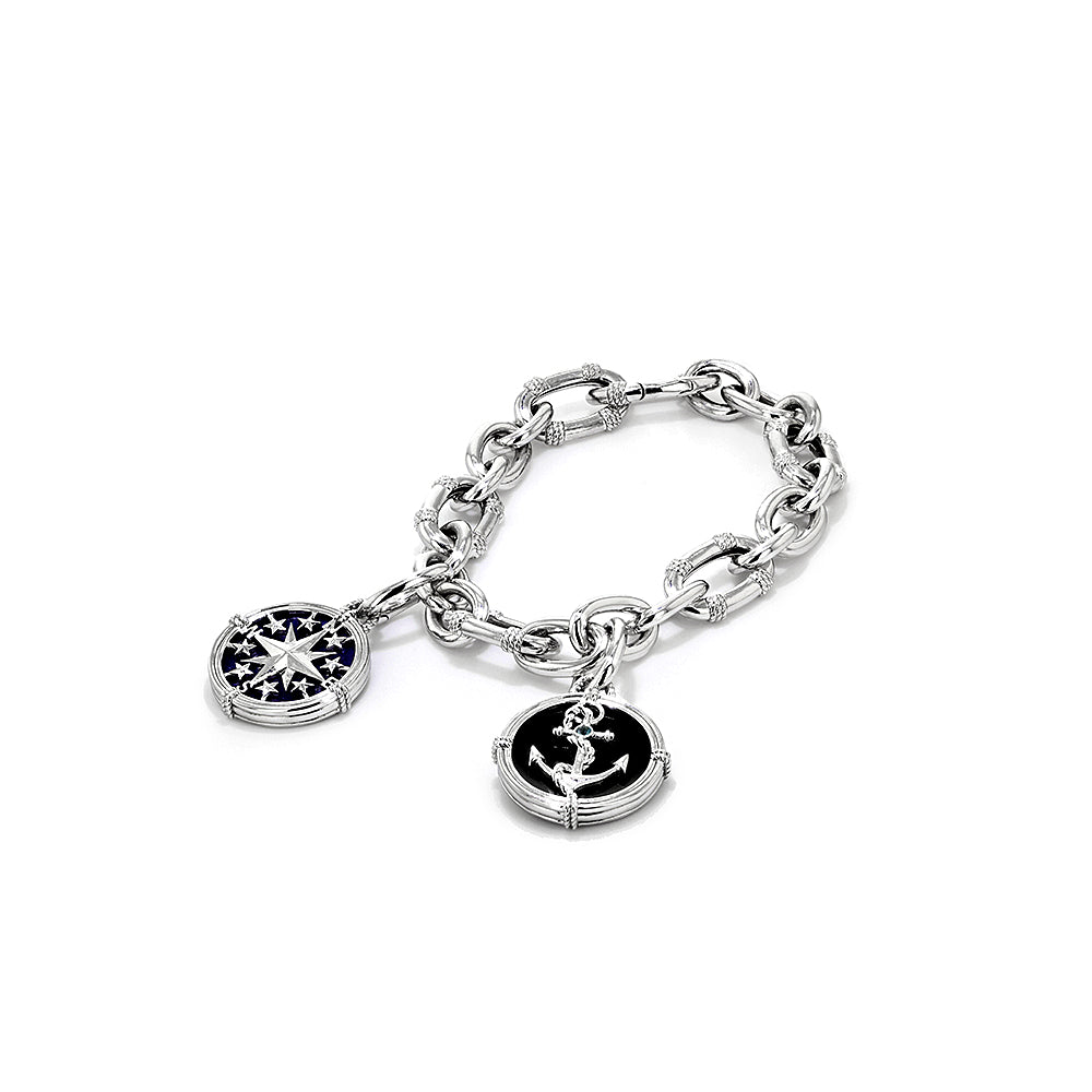 Ocean Reef Anchor Medallion With Black Onyx And Blue Topaz 3