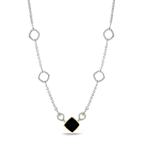 Eternity Station Necklace with Black Onyx and 18K Gold