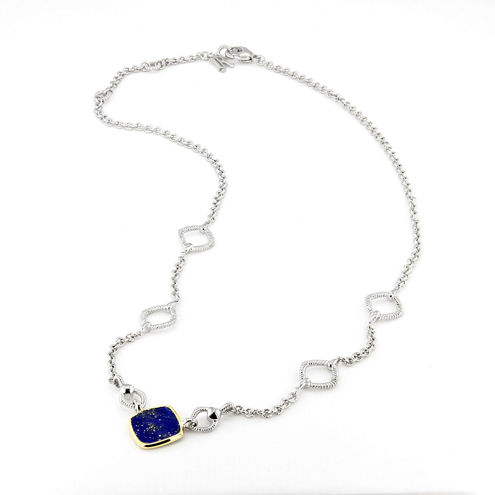 Eternity Station Necklace with Lapis and 18K Gold Flat Lay