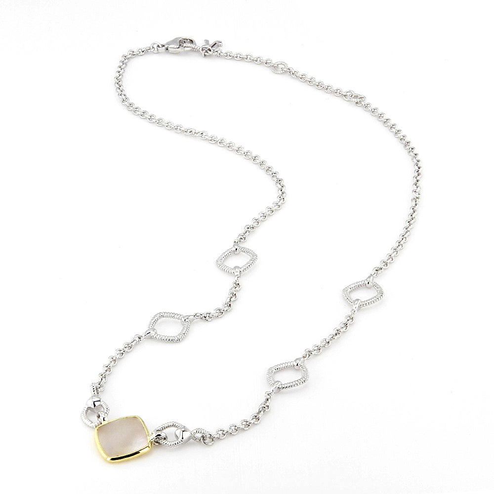 Eternity Station Necklace with Mother of Pearl and 18K Gold Flat Lay