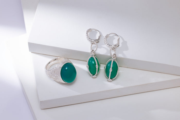 Ocean Reef Drop Earrings With Green Chalcedony