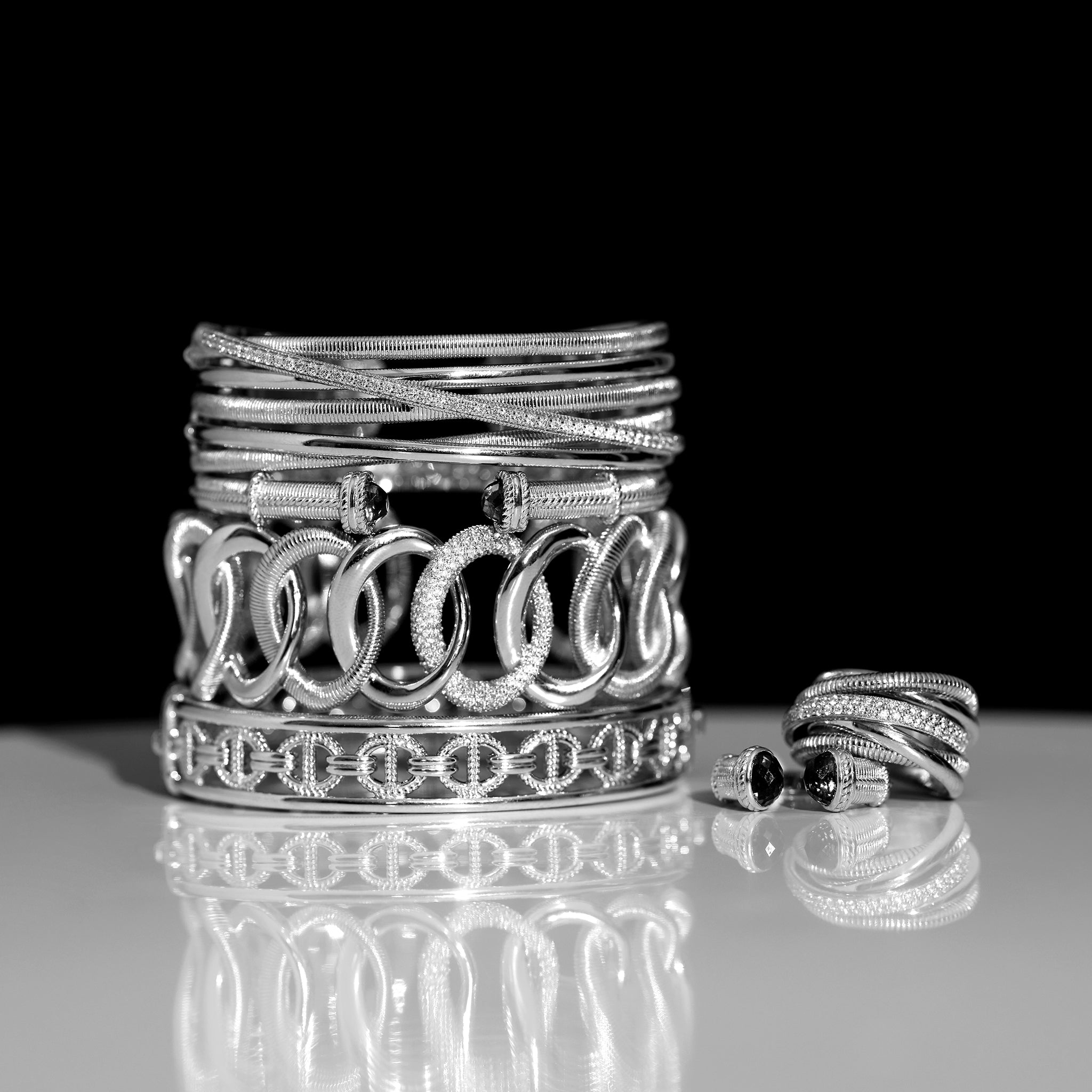 Eternity Five Band Highway Ring with Cultured Diamonds