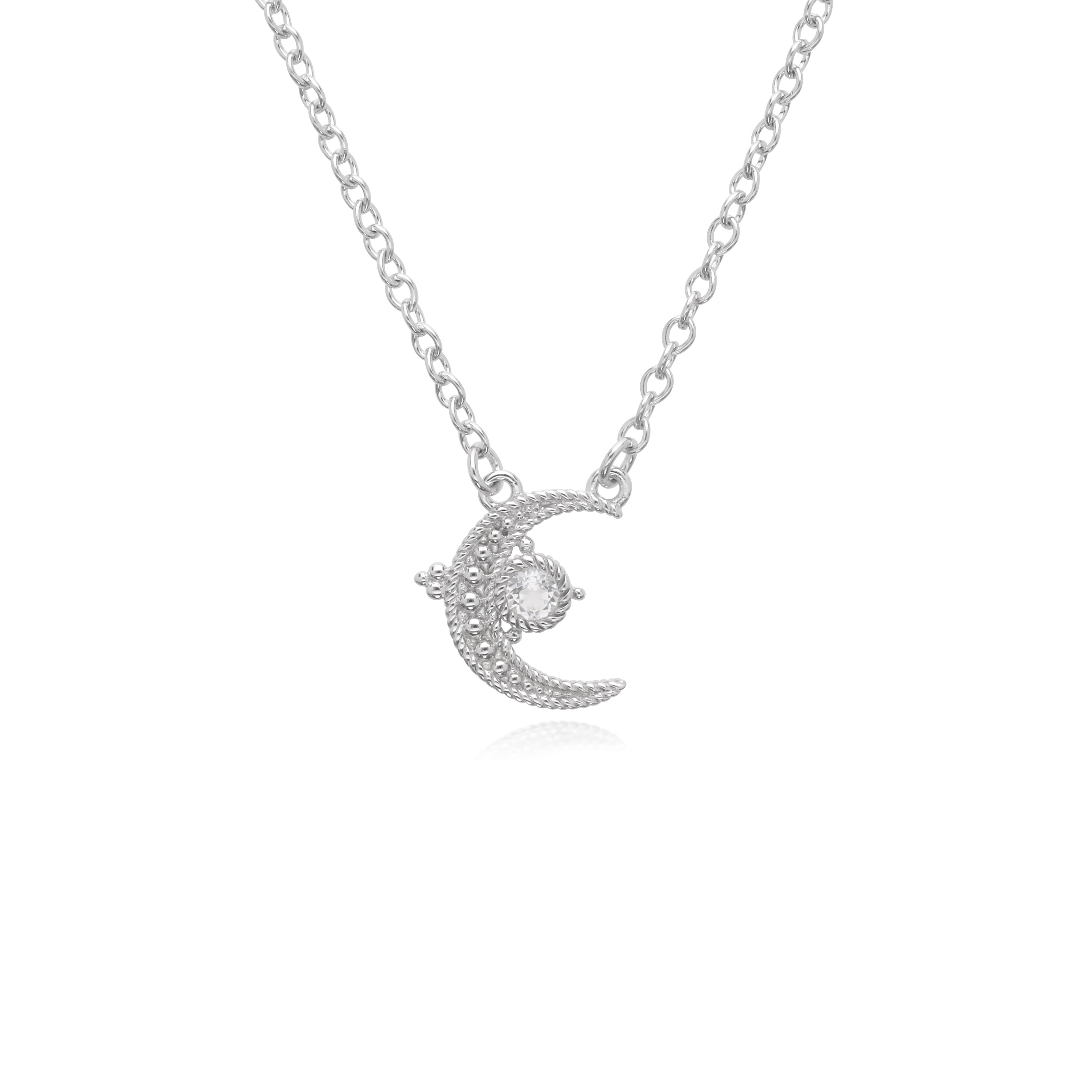 Little Luxuries White Topaz Moon Pendant