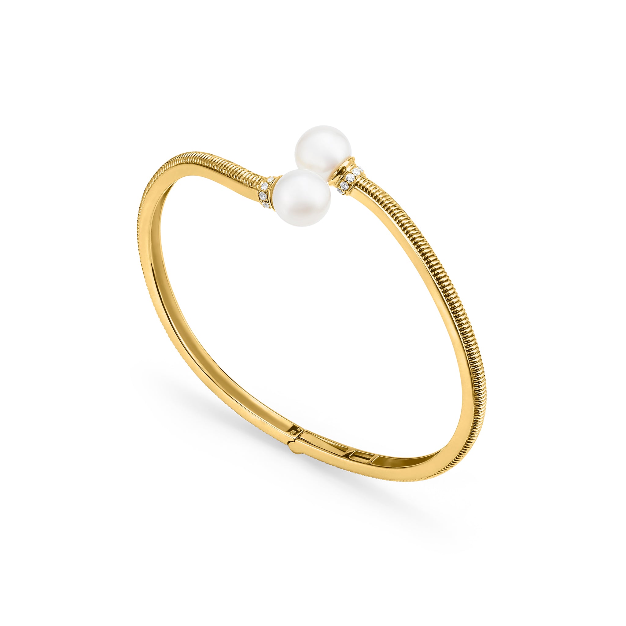Shima Bypass Cuff with Freshwater Pearls and Diamonds in 18K