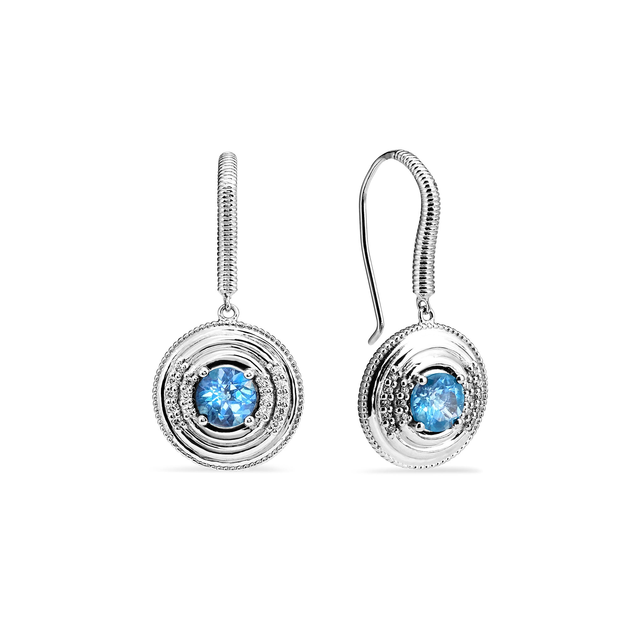 Max Drop Earrings With Swiss Blue Topaz And Diamonds