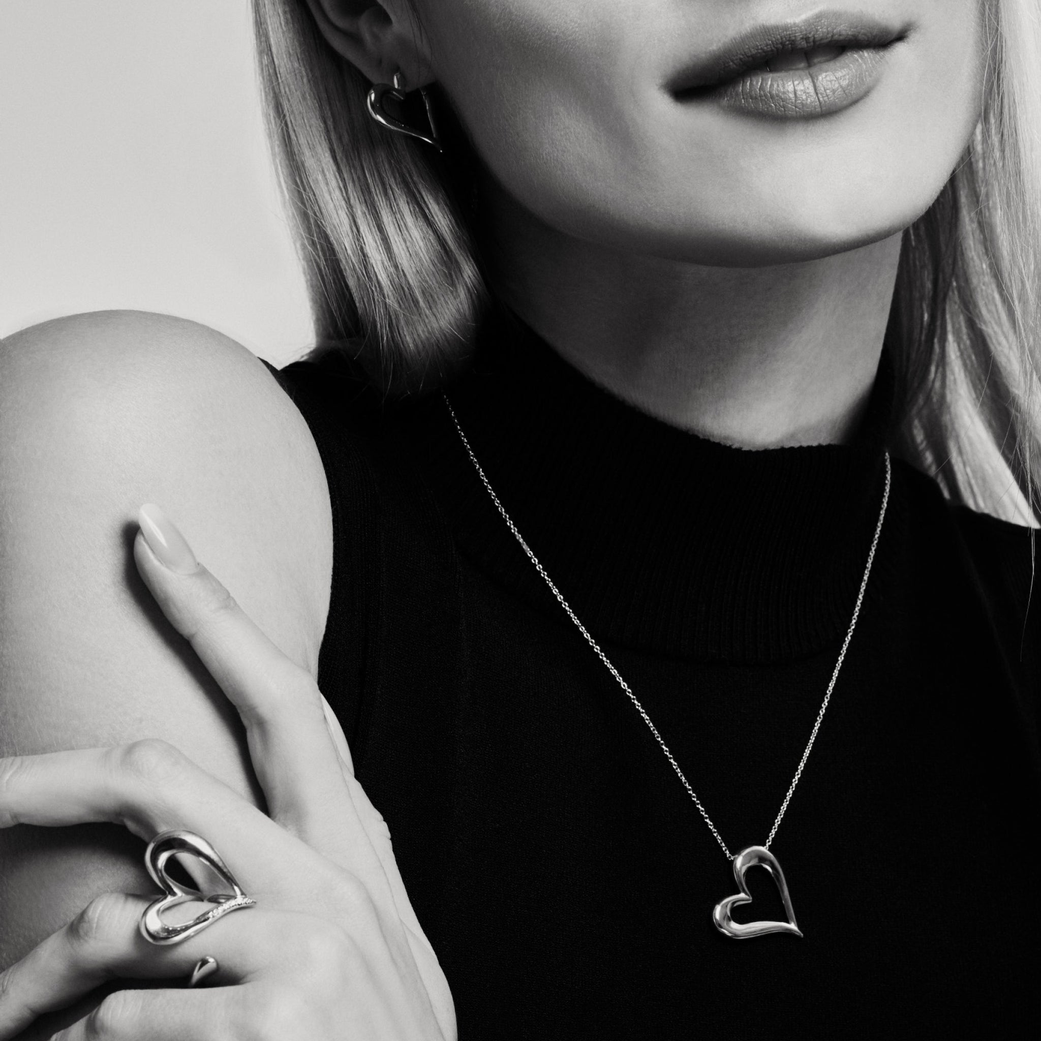 Tiffany & Co. - Platinum Elsa Peretti Open Heart Necklace w/ Pave Diam –  Current Boutique