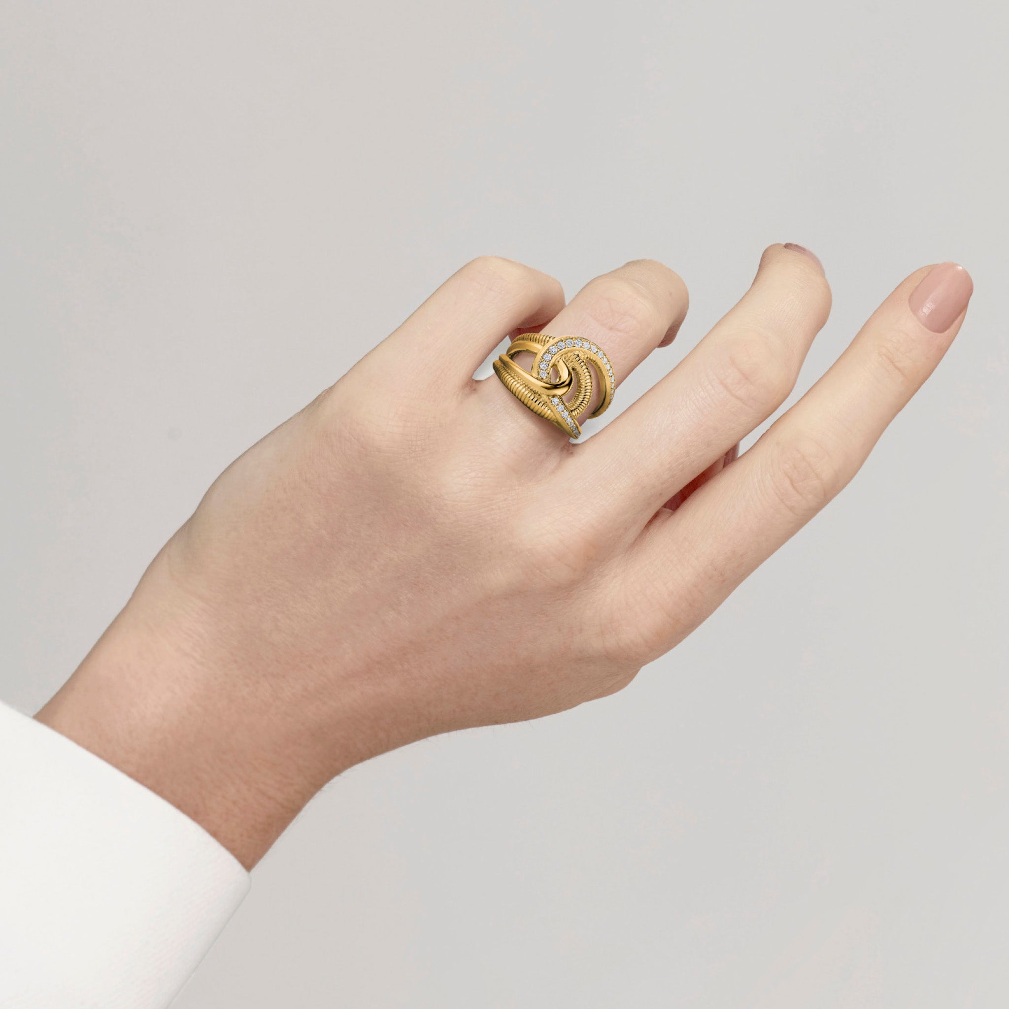 Eternity Intertwined Ring with Diamonds in 18K