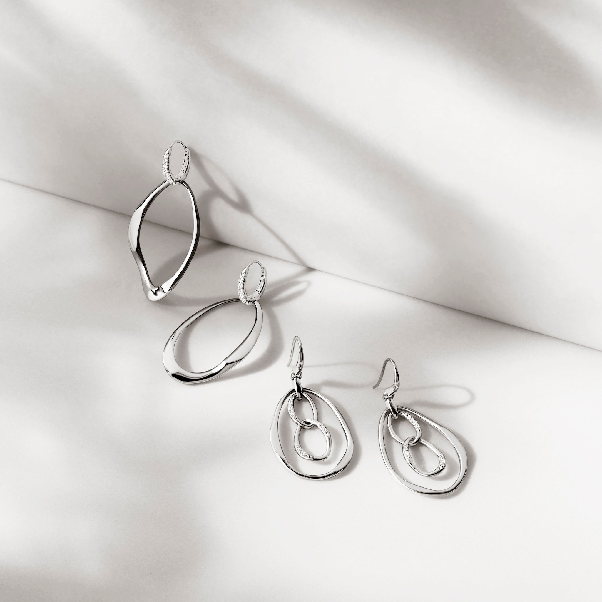 Gaia Drop Hoop Earrings with Diamonds