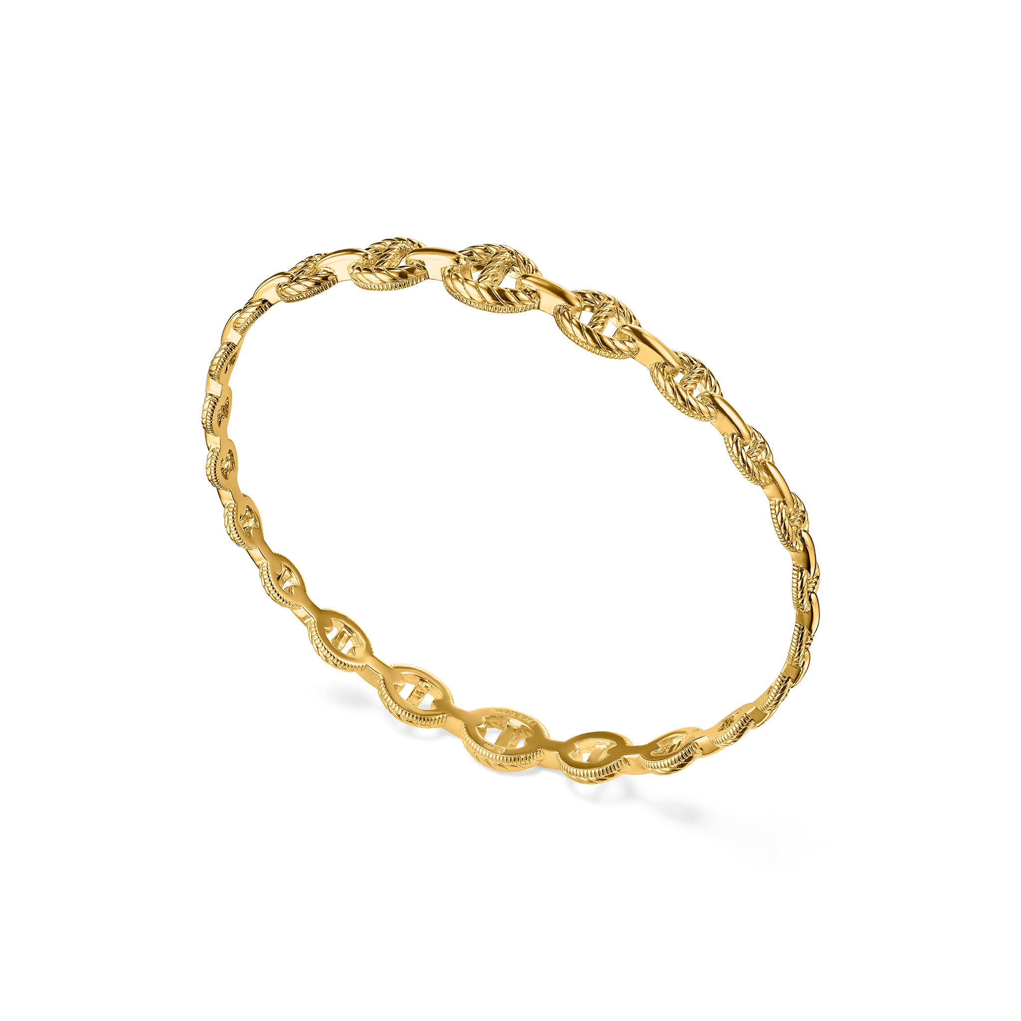 Vienna Graduated Link Stack Bangle in 18K