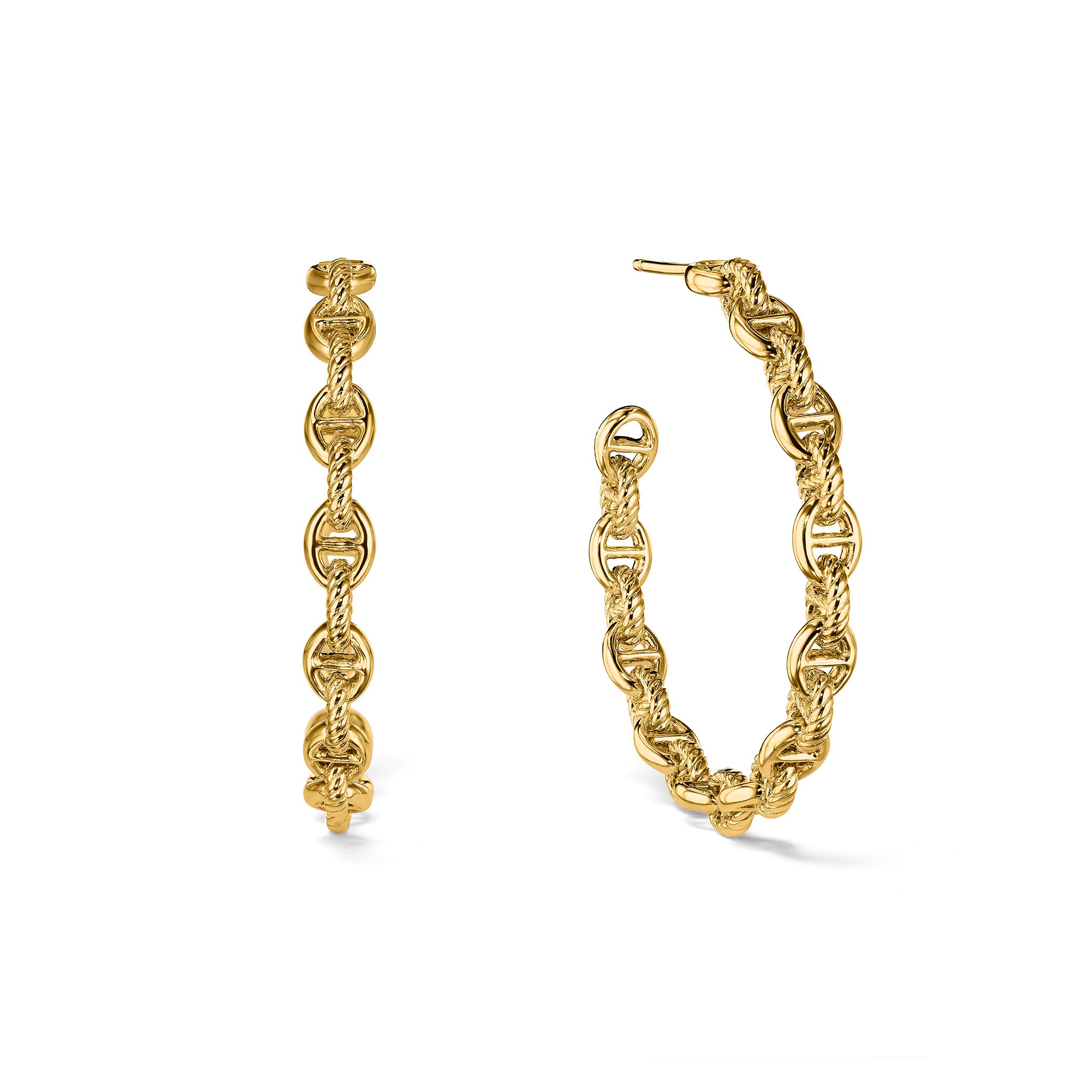 Vienna Chain Link Hoop Earrings In 18K