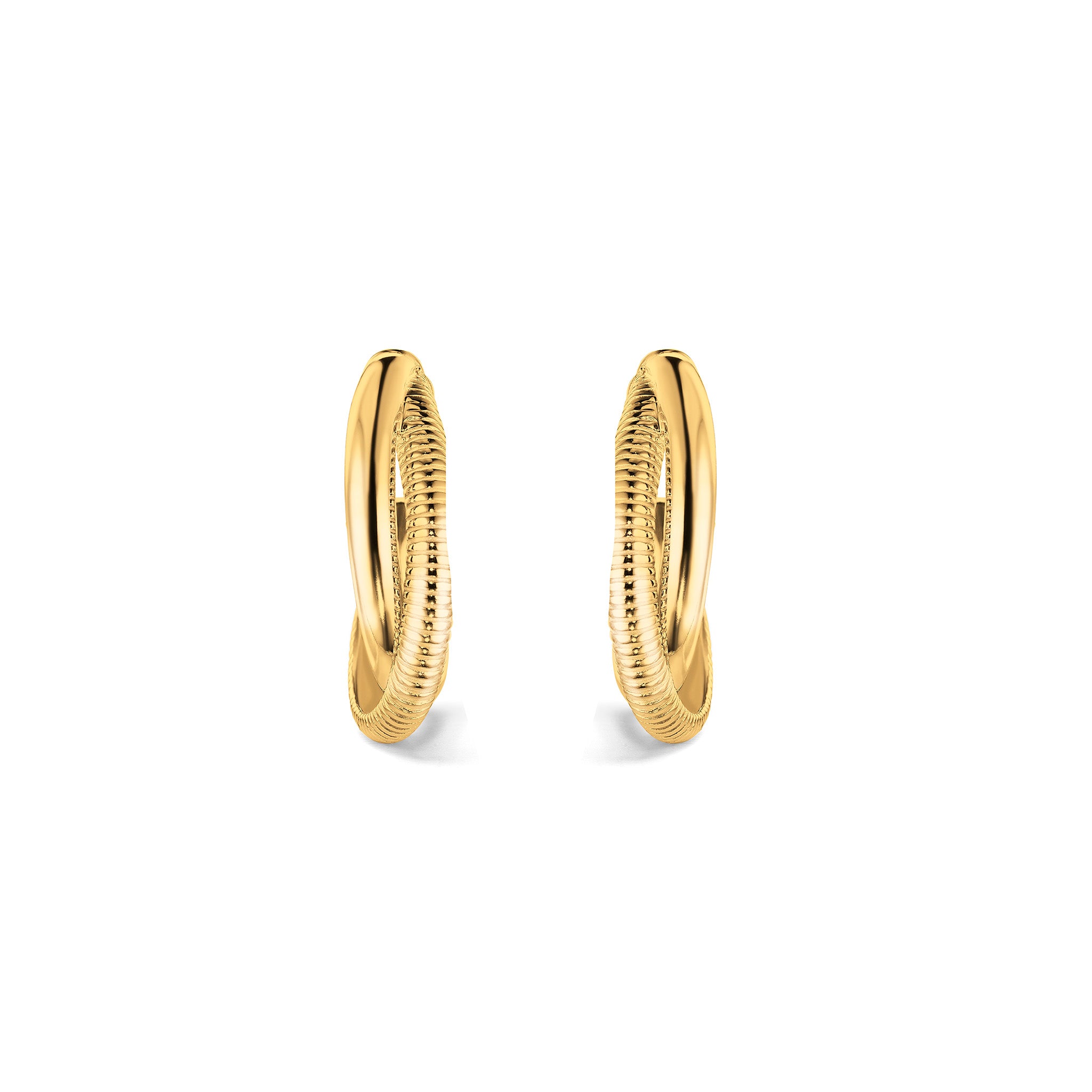 Wide Hammered Puffed Round Hoop Earrings in 14k Yellow Gold - The Black Bow  Jewelry Company