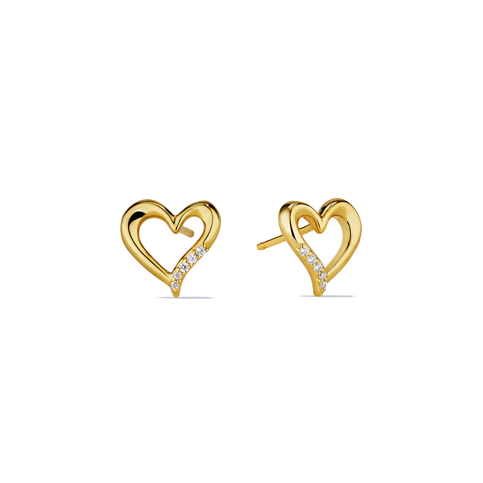 Eros Open Heart Stud Earrings With Diamonds In 18K