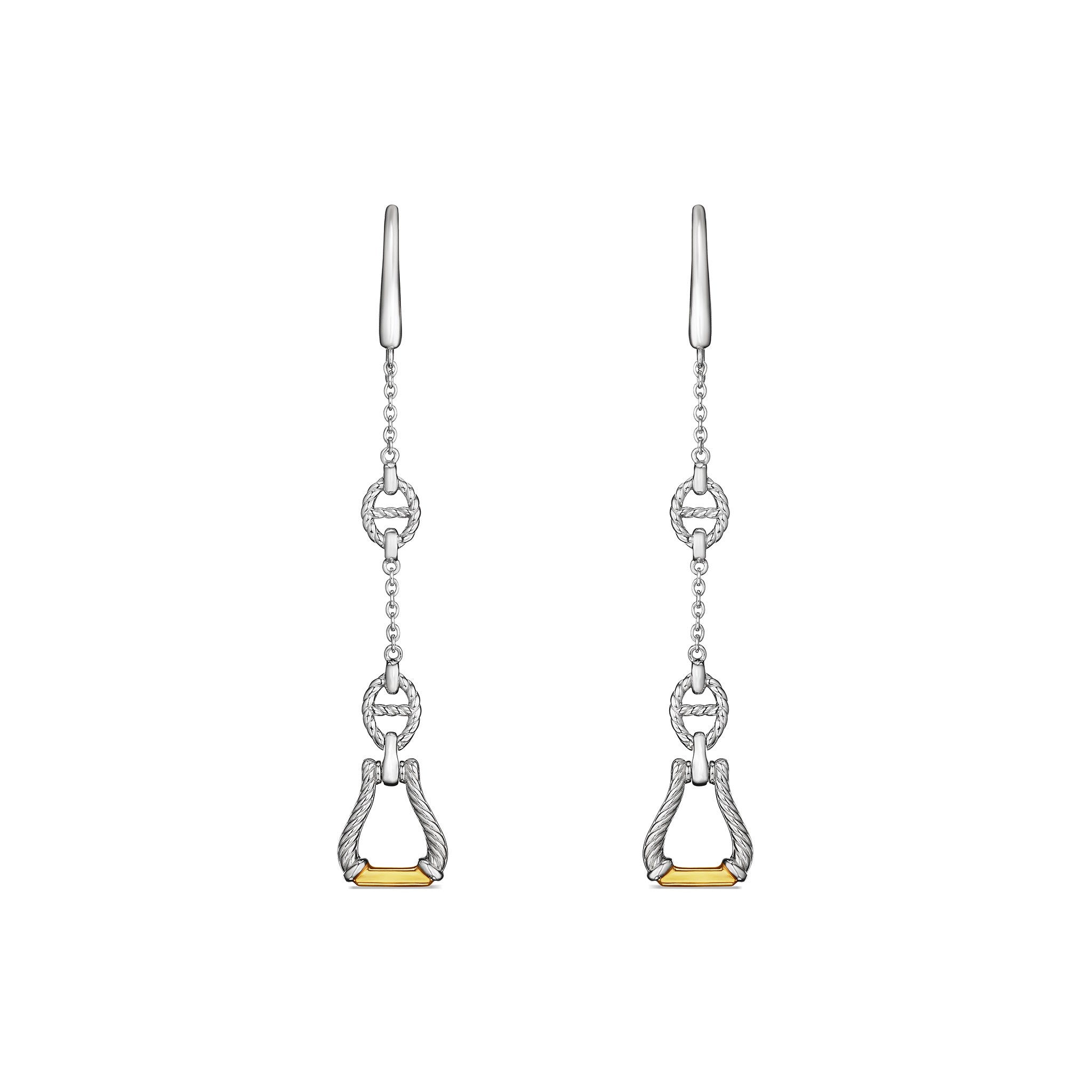 Vienna Linear Stirrup Drop Earrings with 18K Gold
