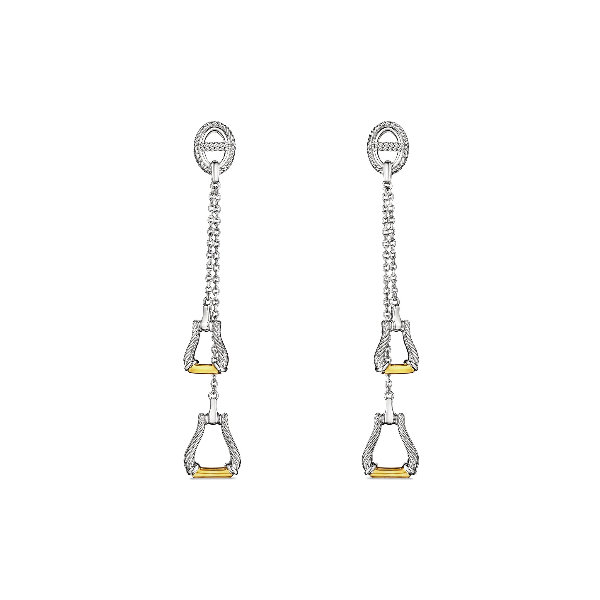 Vienna Double Stirrup Drop Earrings with 18K Gold