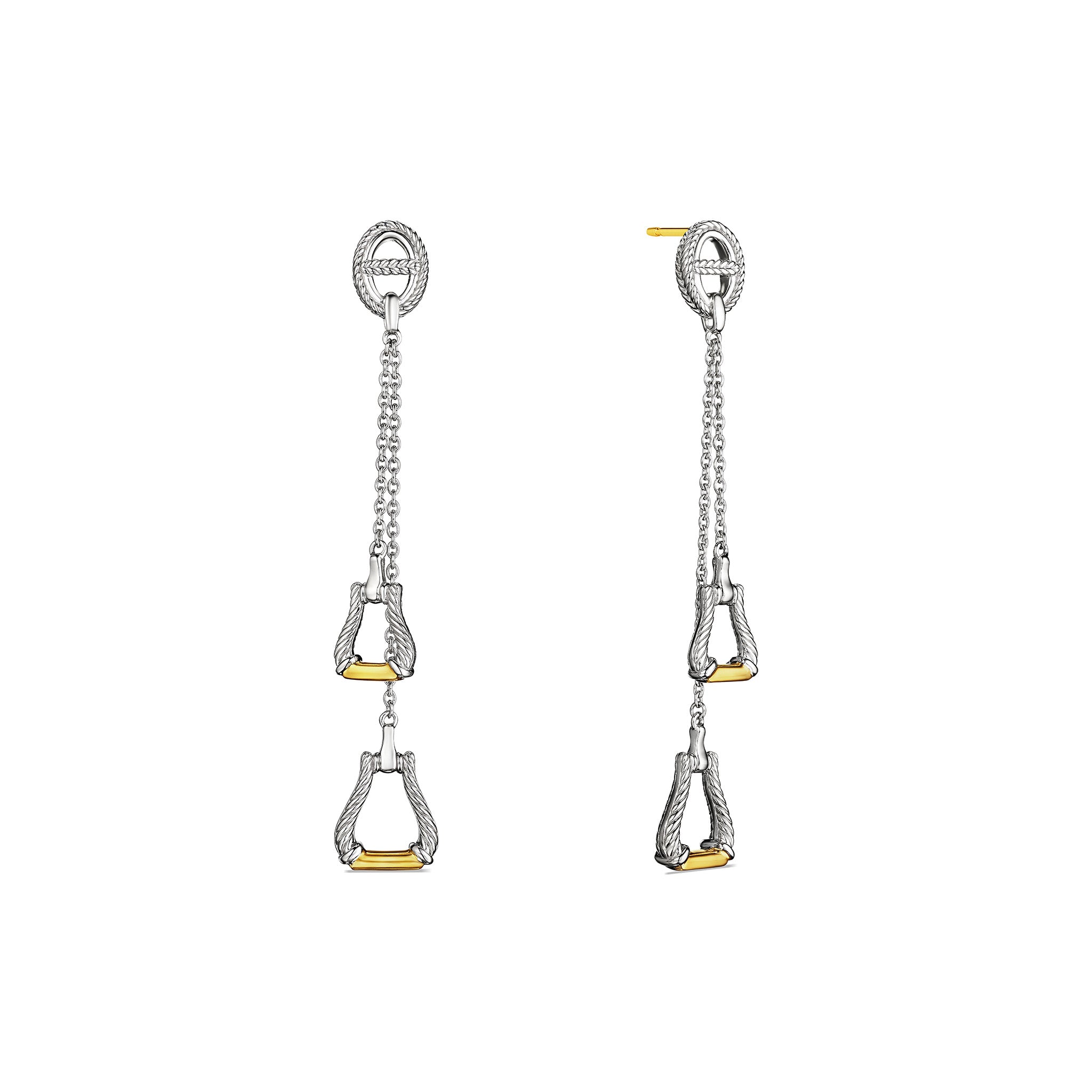 Vienna Double Stirrup Drop Earrings With 18K Gold