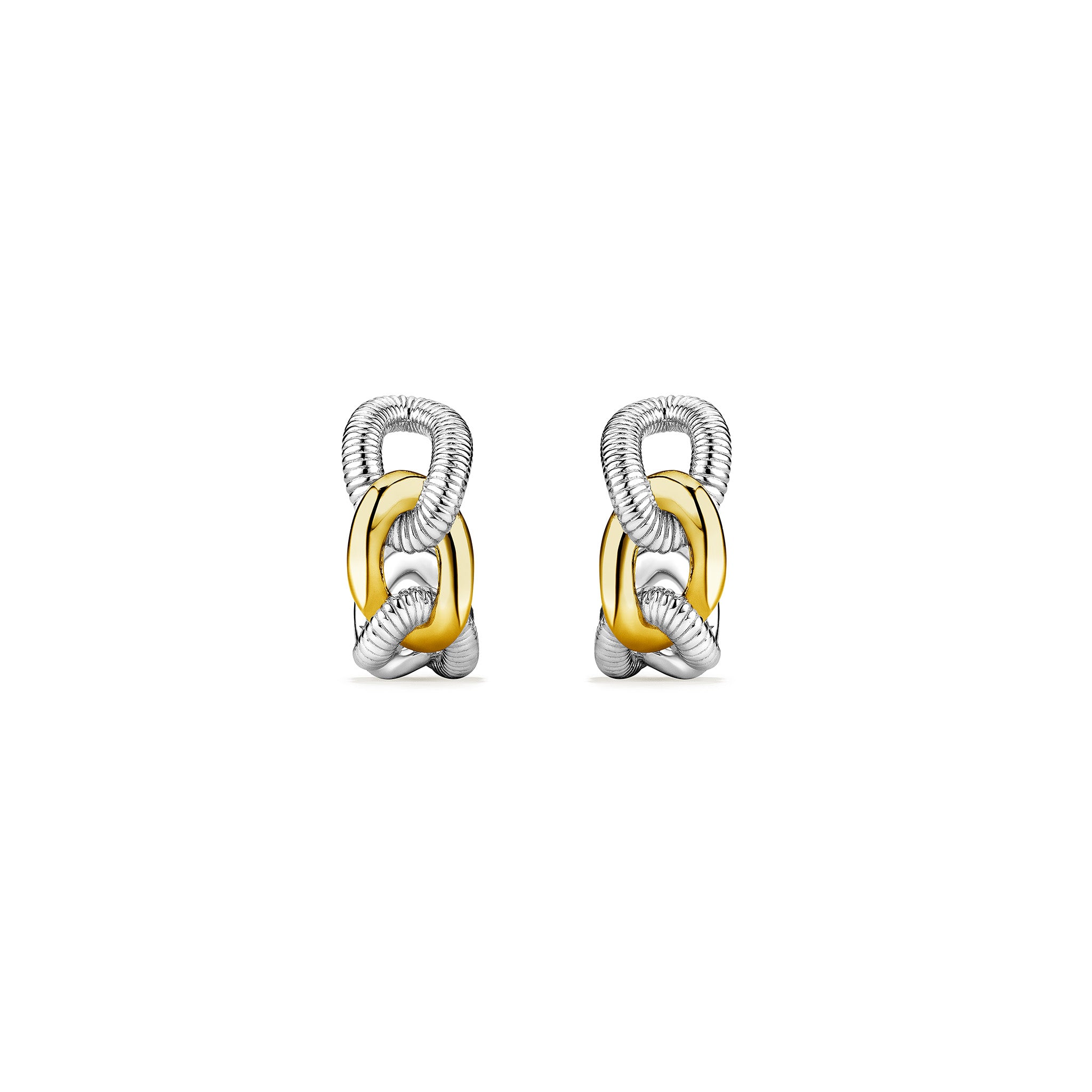 Eternity Interlocking Link Hoop Earrings with 18K Gold
