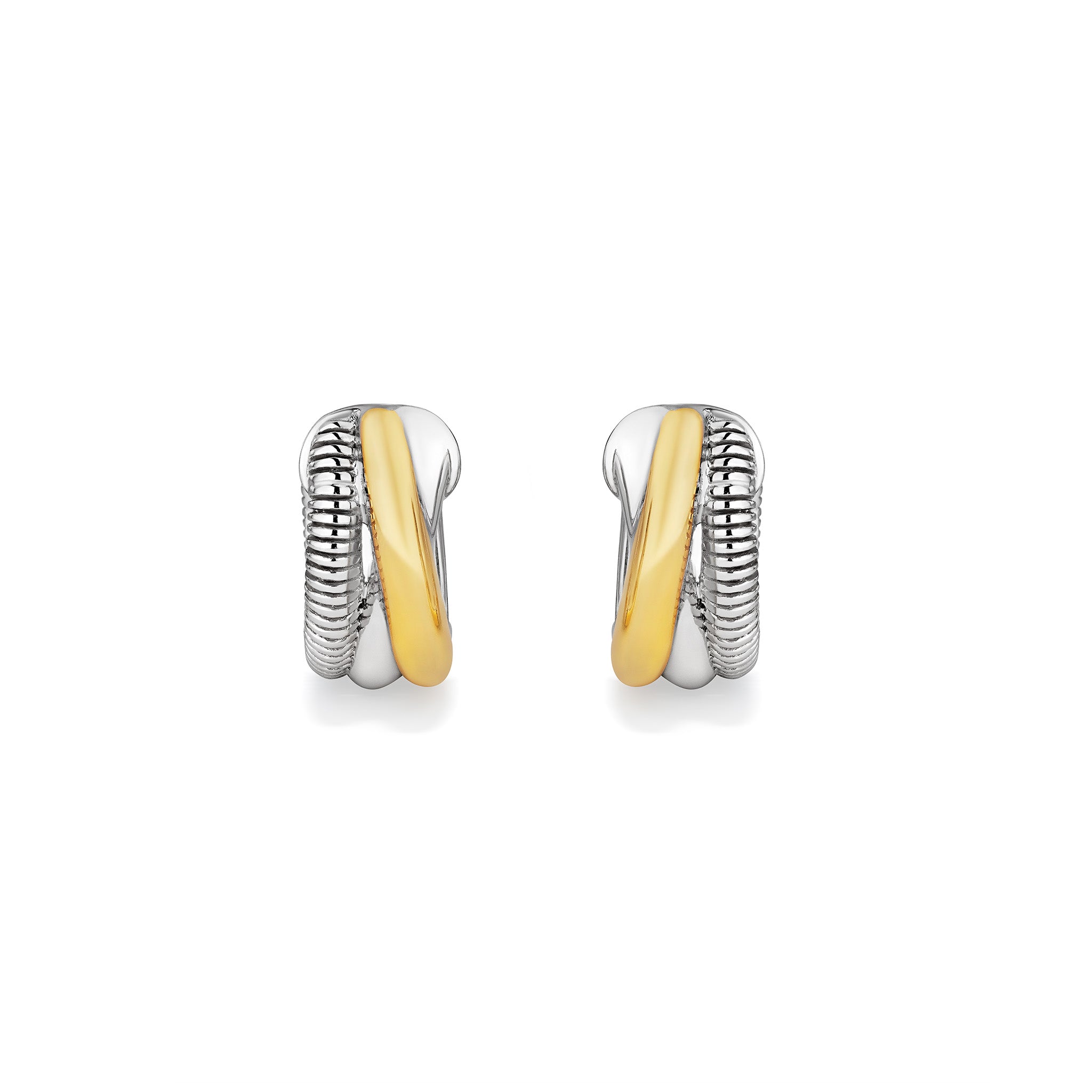 Eternity Highway Huggie Hoop Earrings with 18K Gold