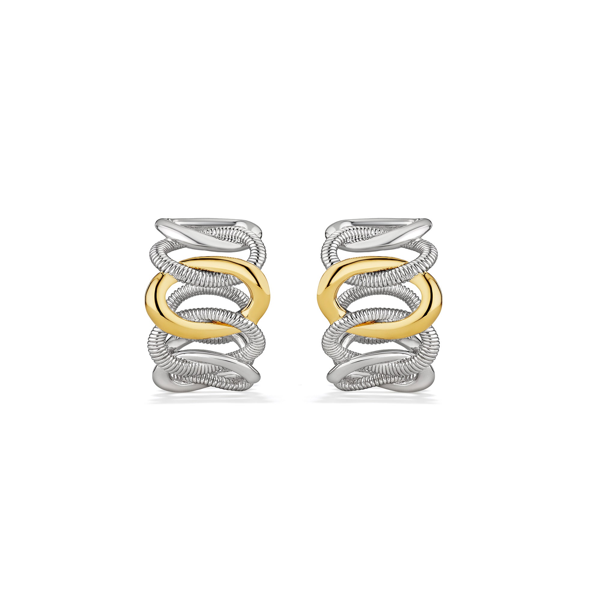 Eternity Interlocking Wide Link Hoop Earrings with 18K Gold