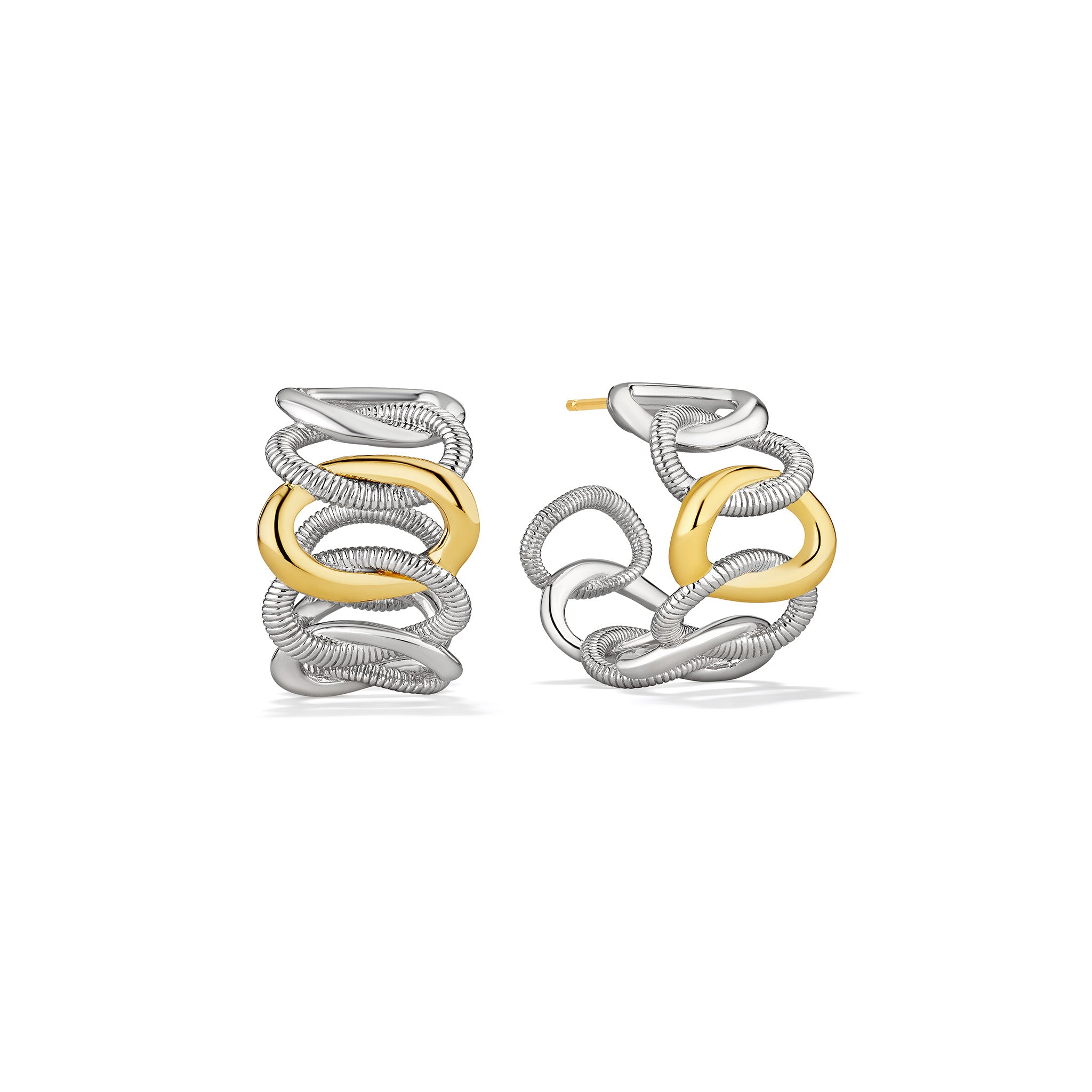 Eternity Interlocking Wide Link Hoop Earrings With 18K Gold