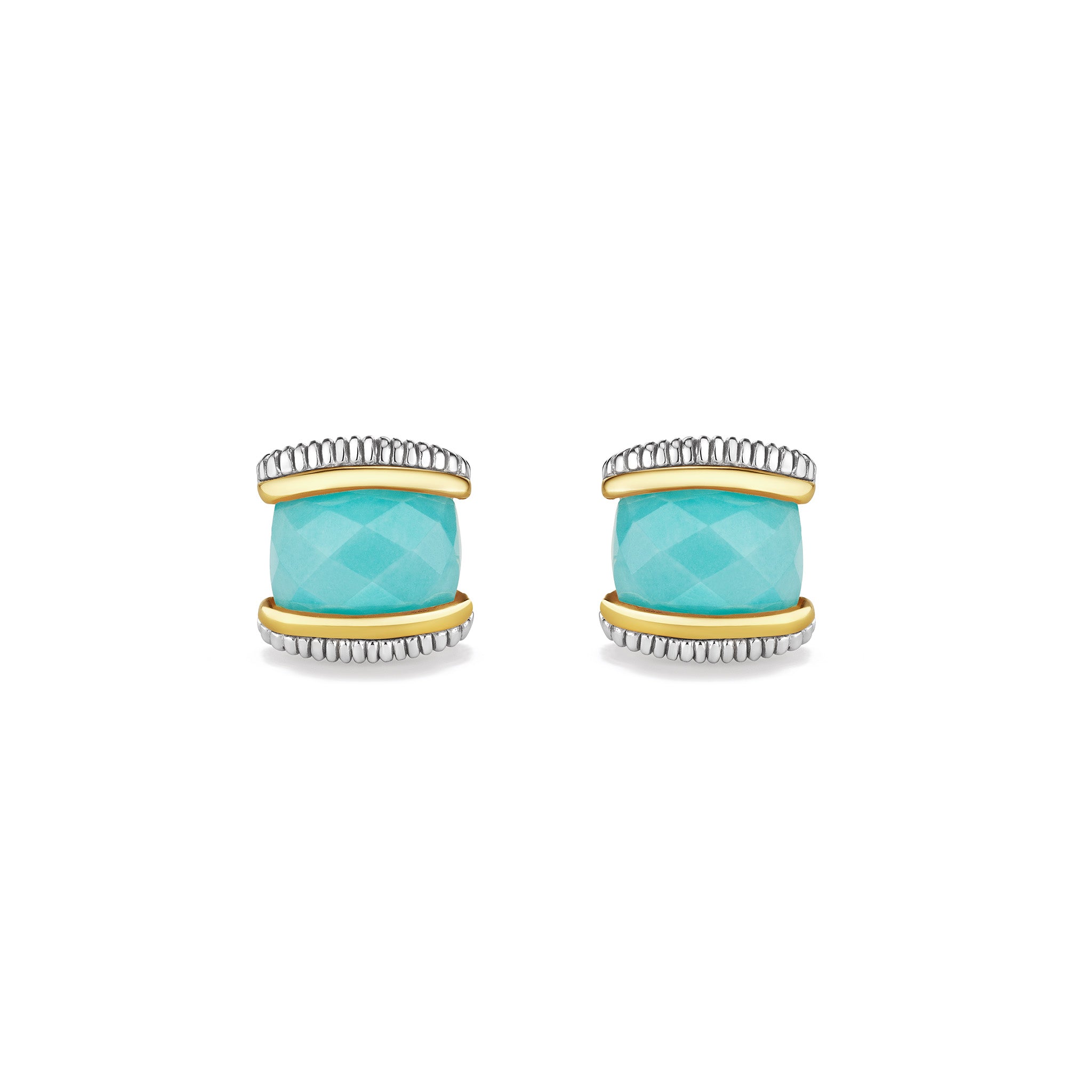 Eternity Stud Earrings with Amazonite and 18K Gold