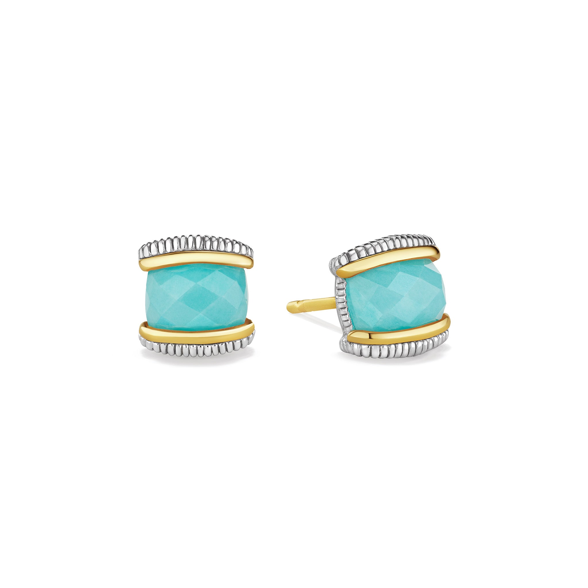 Eternity Stud Earrings With Amazonite And 18K Gold