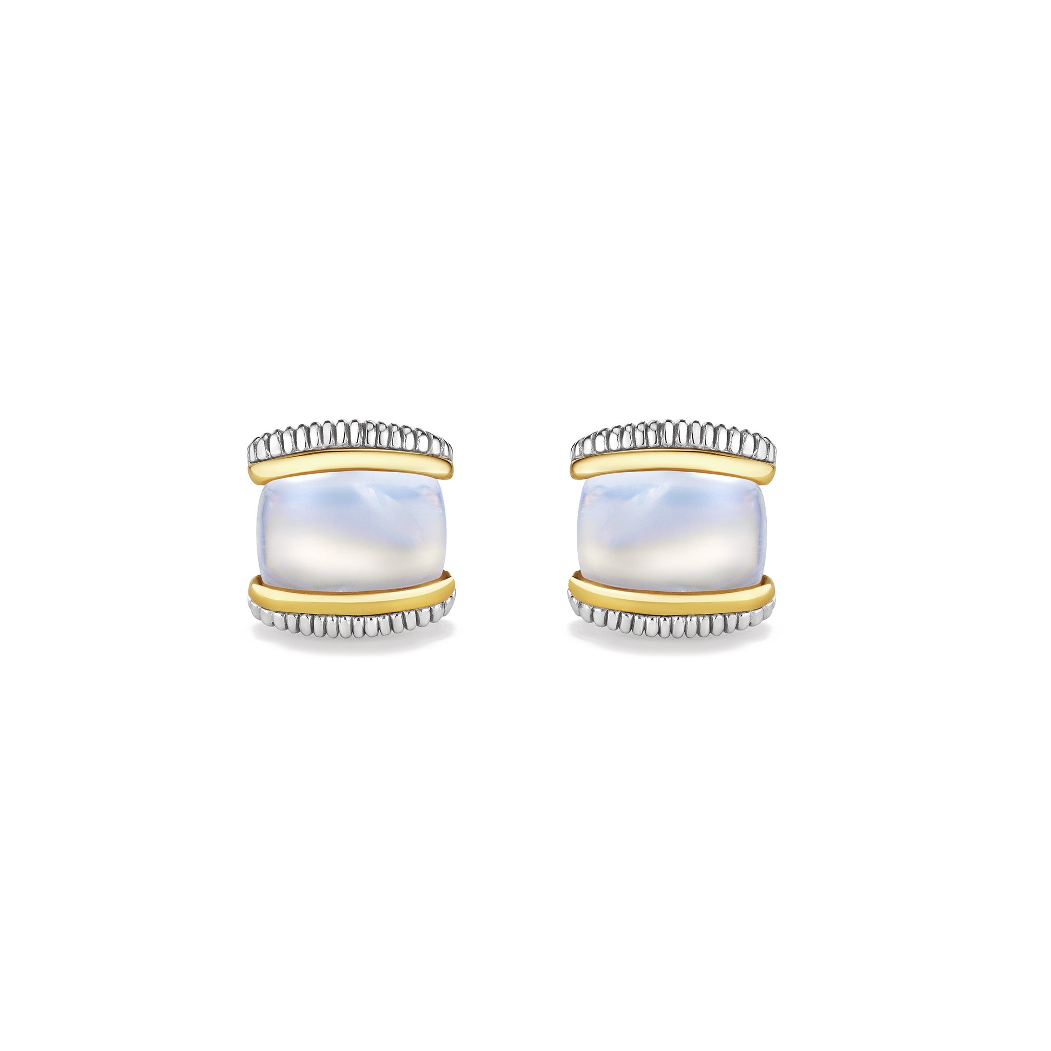 Eternity Stud Earrings with Rainbow Moonstone and 18K Gold