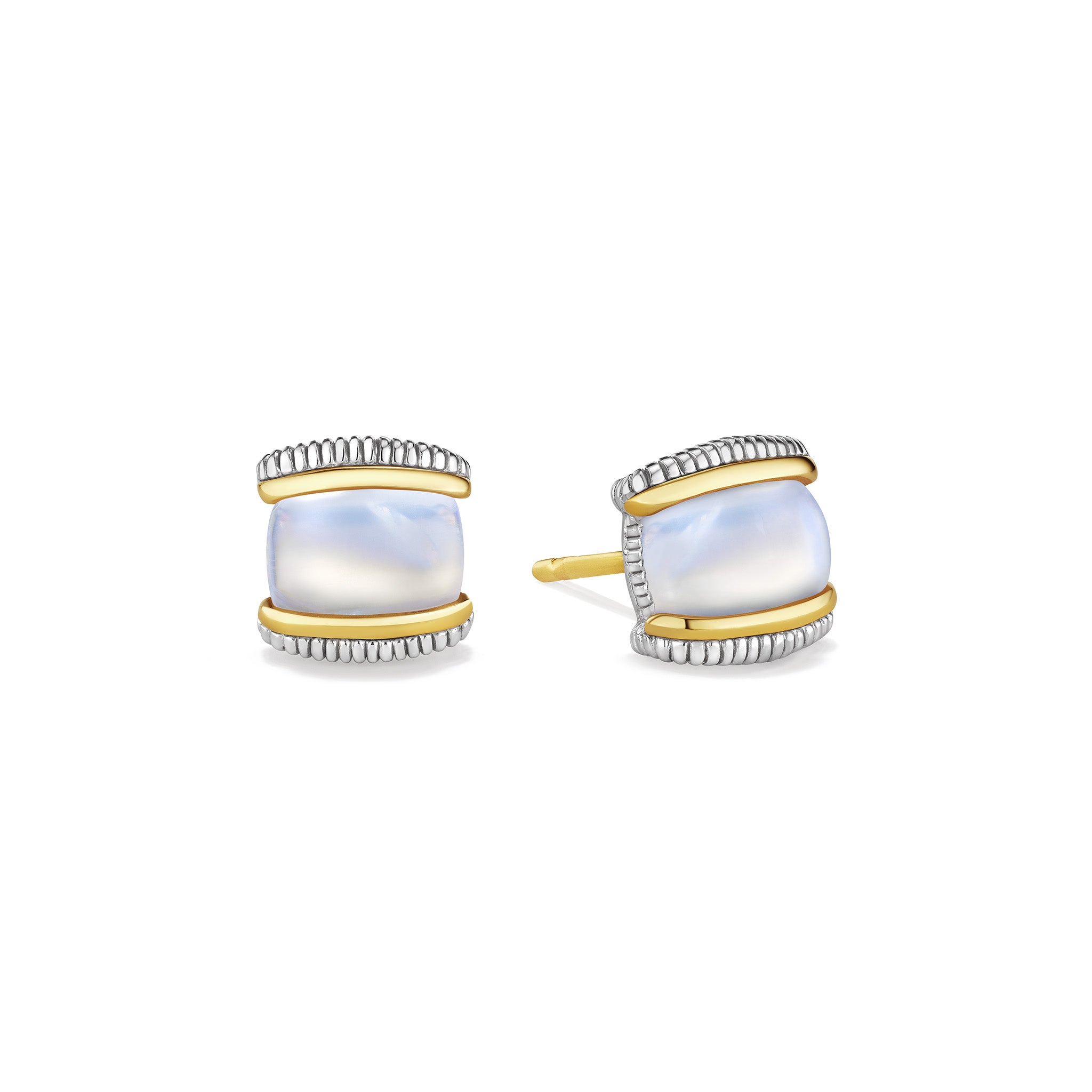 Eternity Stud Earrings With Rainbow Moonstone And 18K Gold